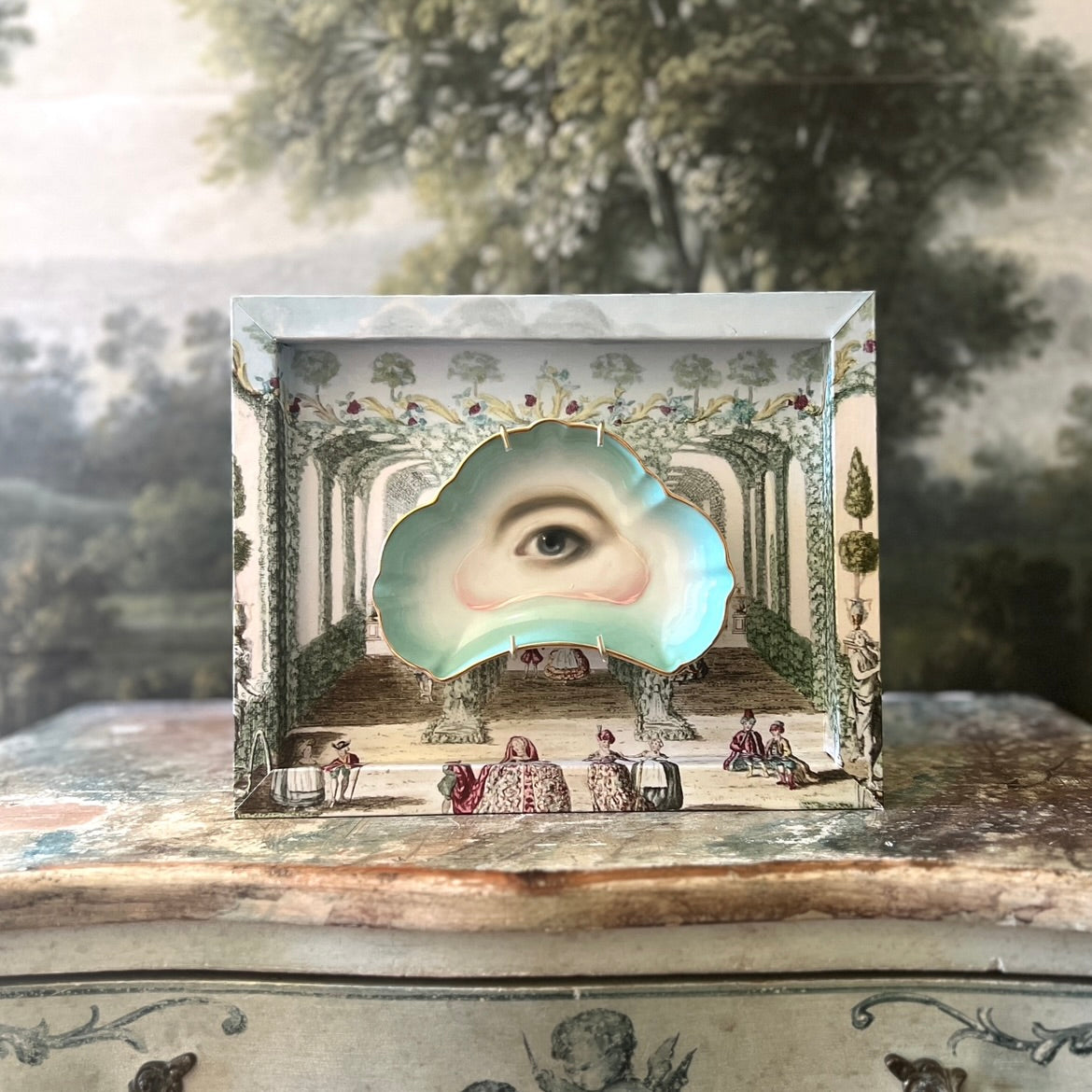 No. 3215 Lover's Eye Painting on a French Limoges Trefoil Plate