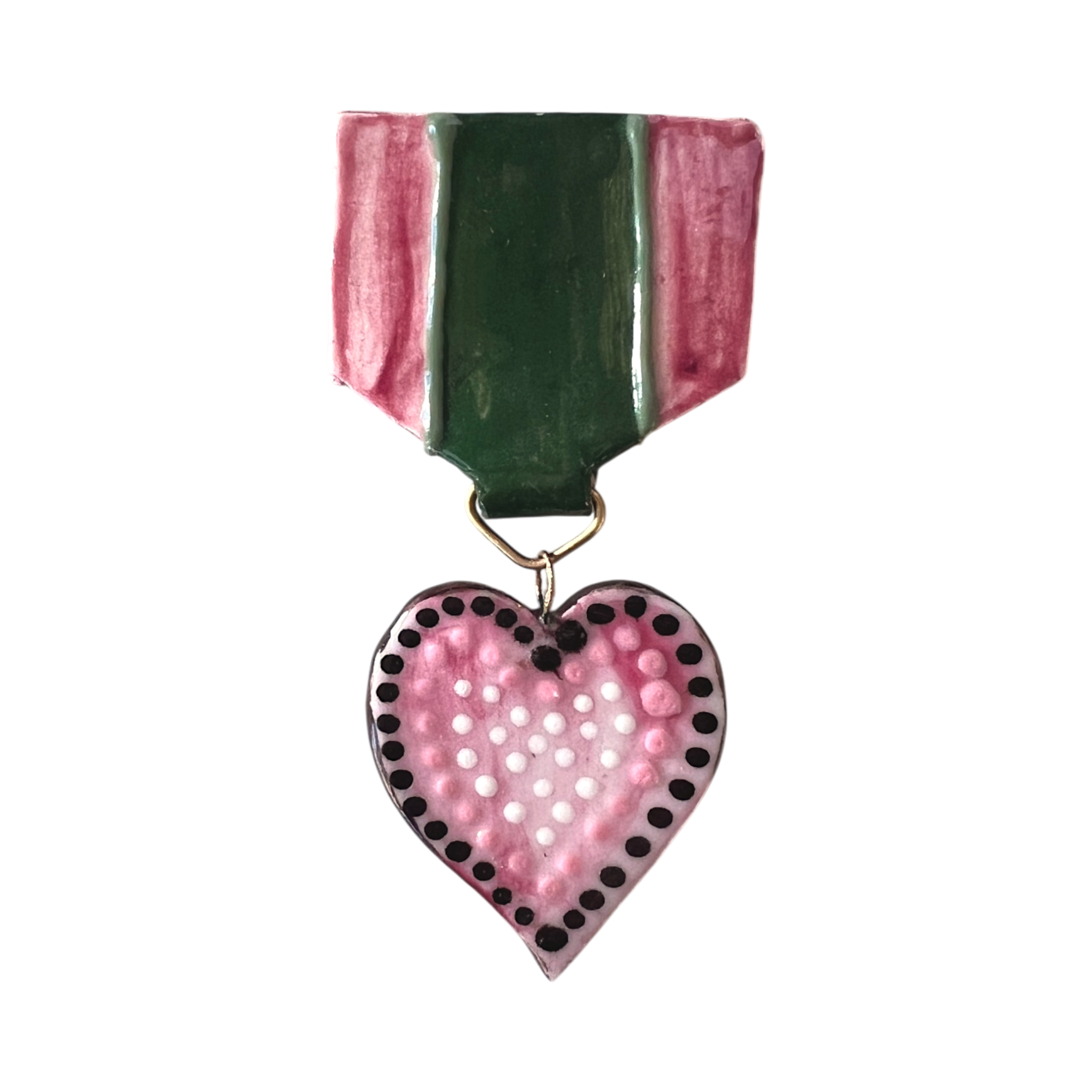 No. 366 Medal - Dotted Pink Heart