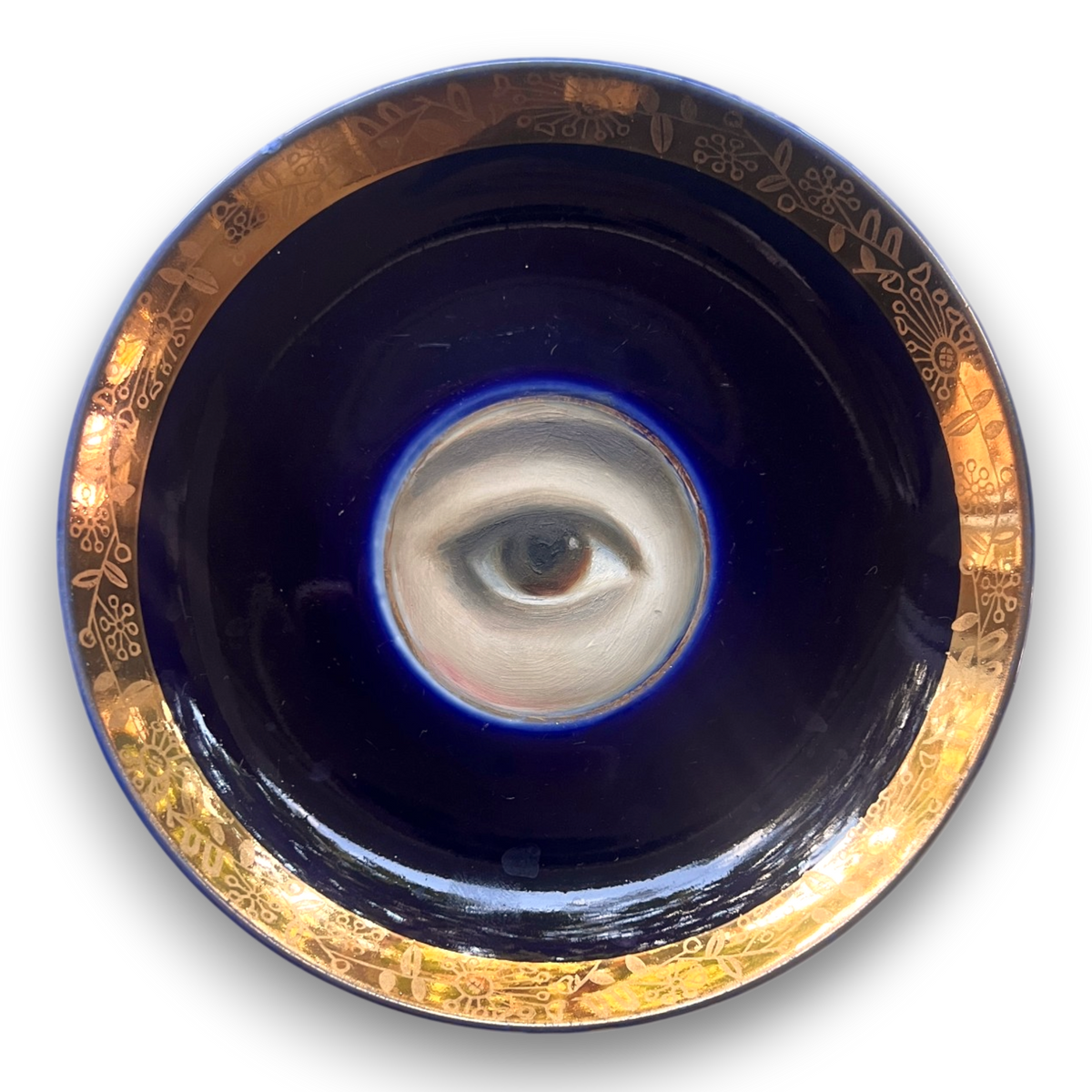 No. 3906 Lover's Eye Painting on a Cobalt Lomonosov Plate