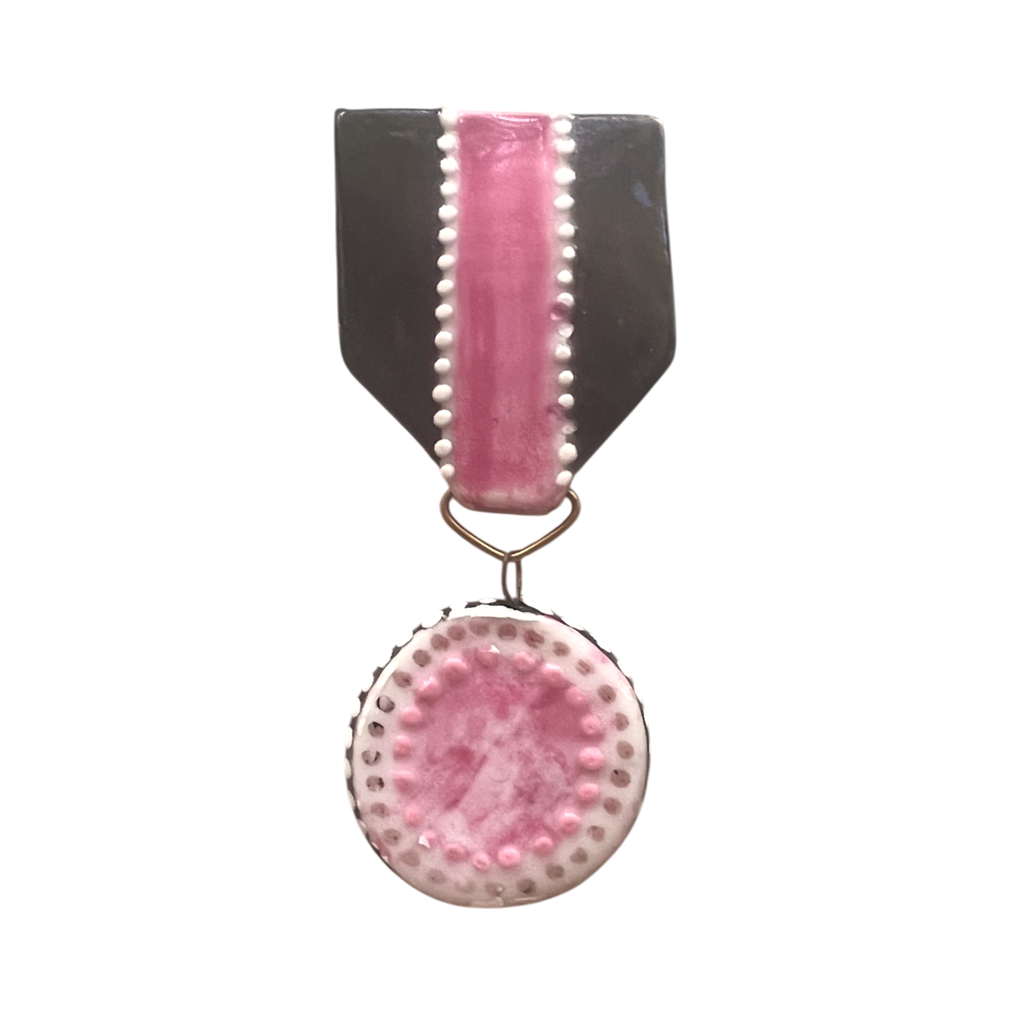 No. 383 Medal - Dotted Pink & Brown