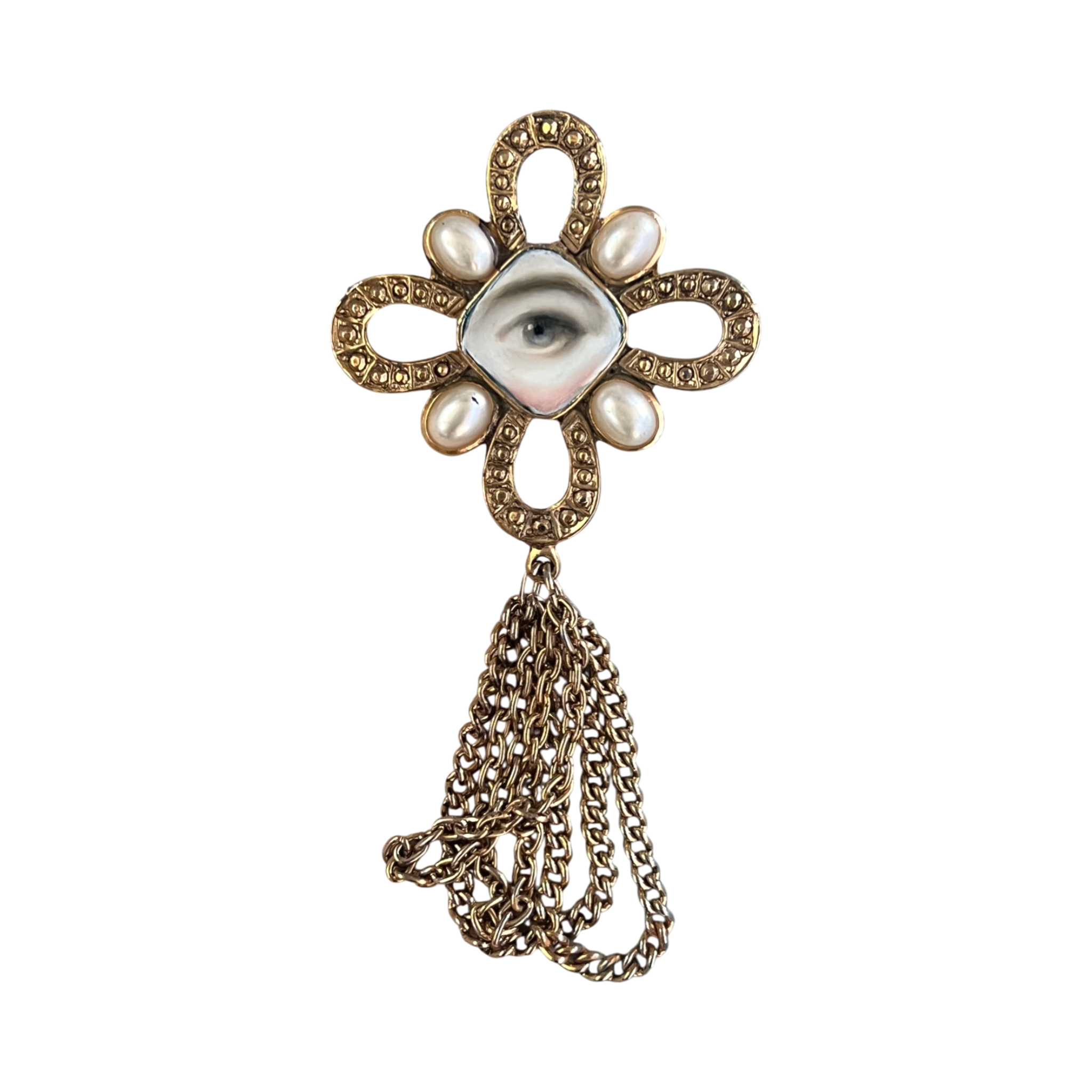 No. 3225 Lover's Eye Pearl Maltese Cross Brooch