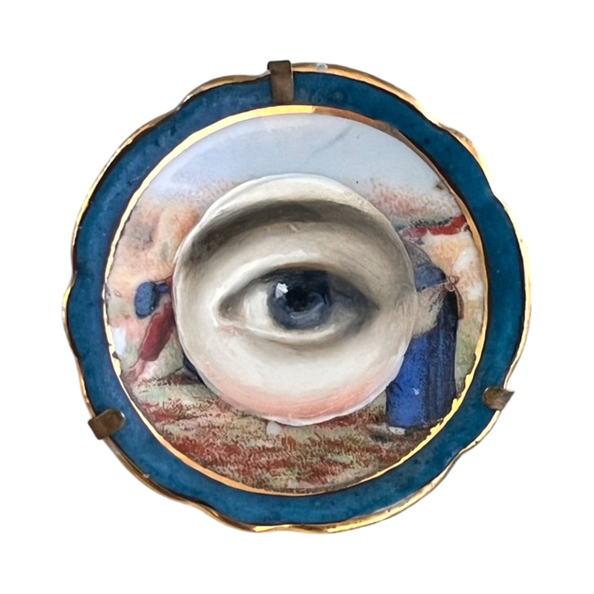 No. 3231 Lover's Eye Mini Limoges Plate Brooch