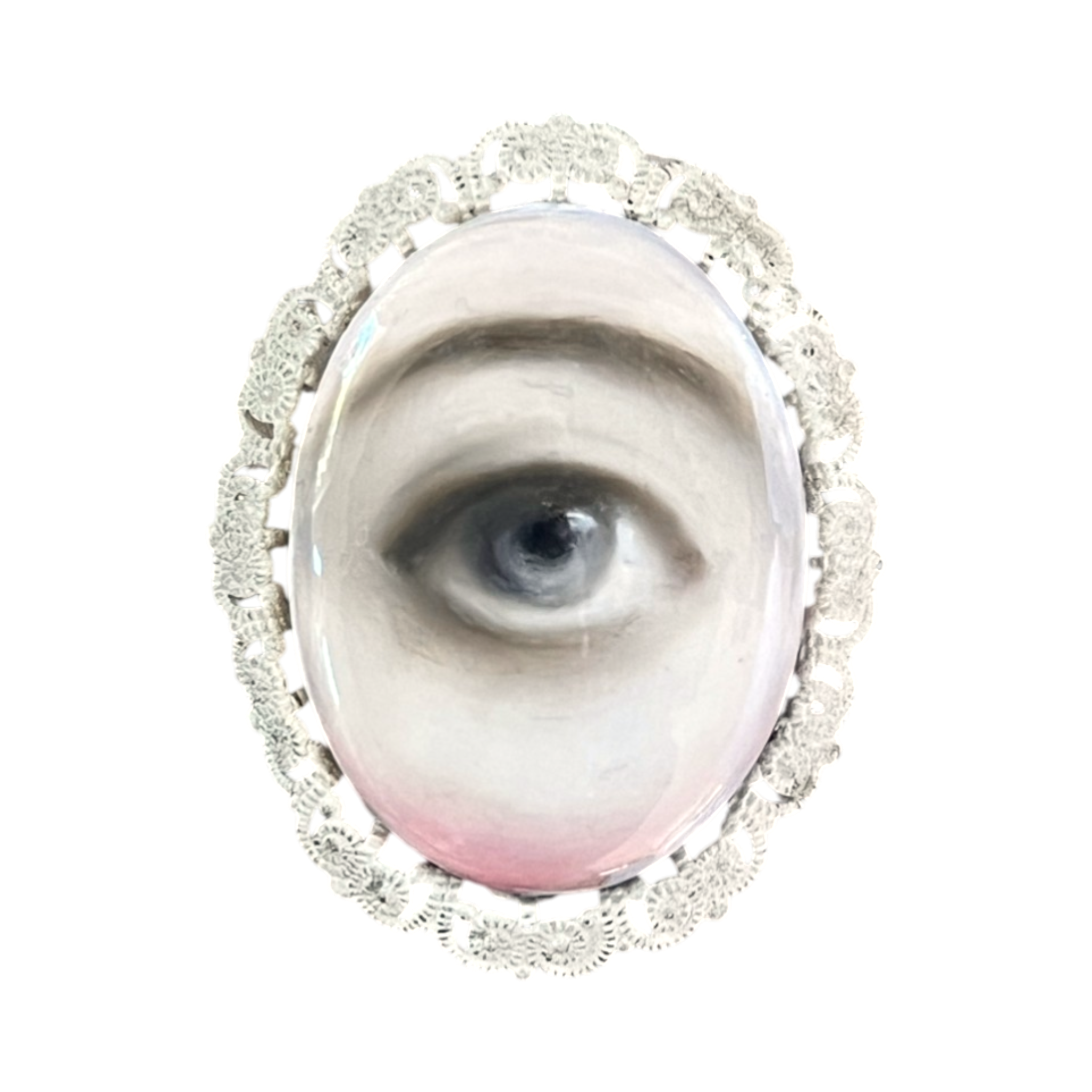 No. 3233 Lover's Eye White Filigree Brooch