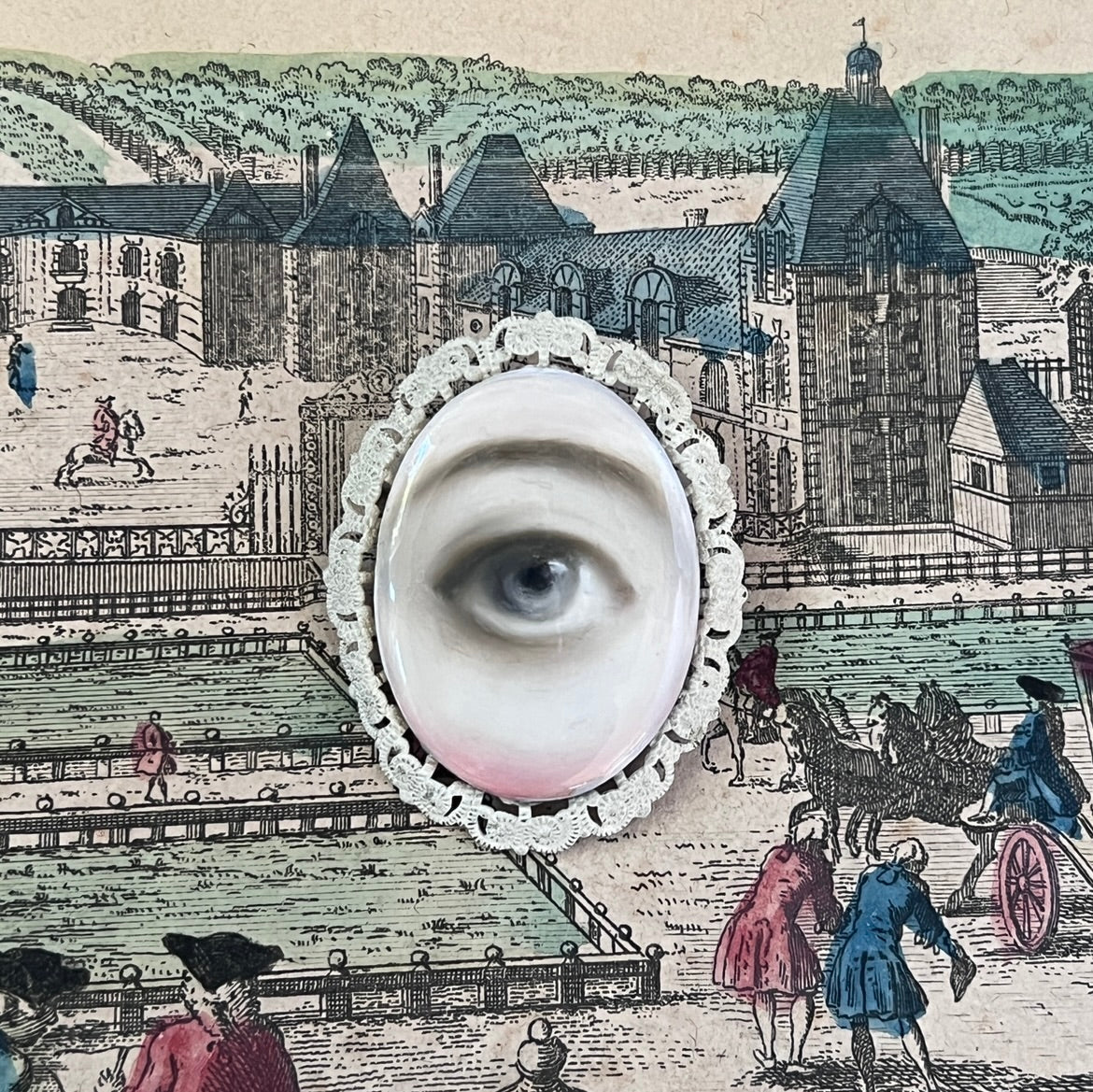 No. 3233 Lover's Eye White Filigree Brooch