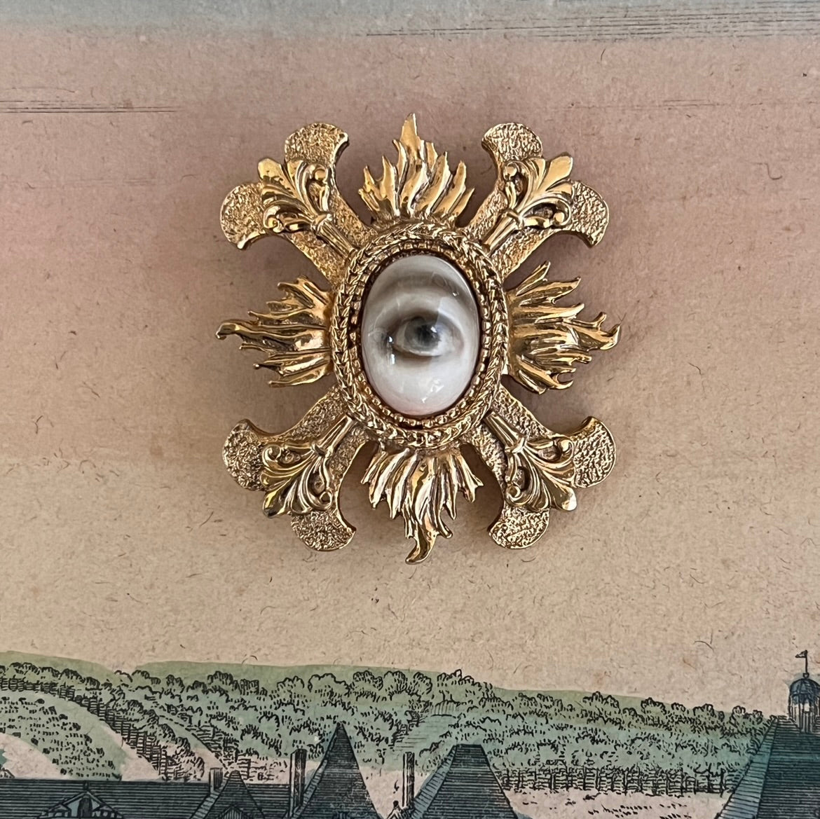 No. 3234 Lover's Eye Flaming Maltese Cross Brooch