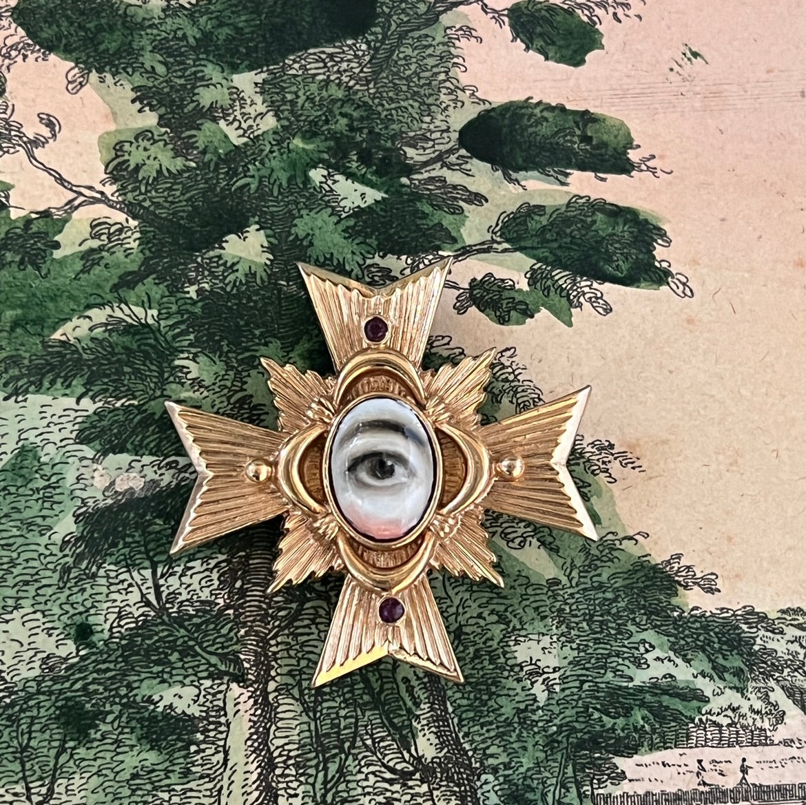 No. 3235 Lover's Eye Maltese Cross Brooch