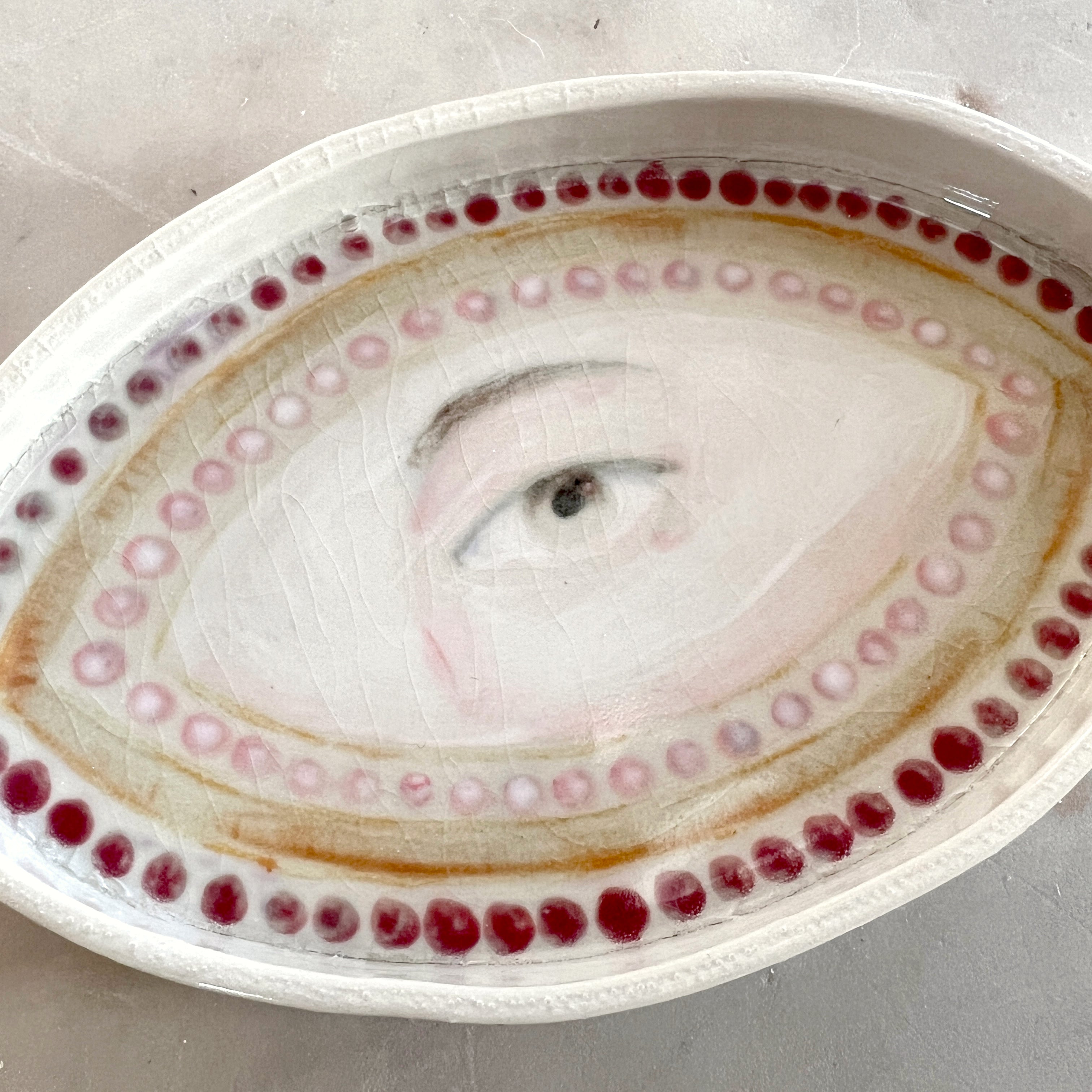 No. 60 Lover's Eye Jewelry Dish - Rubies & Pink Pearls