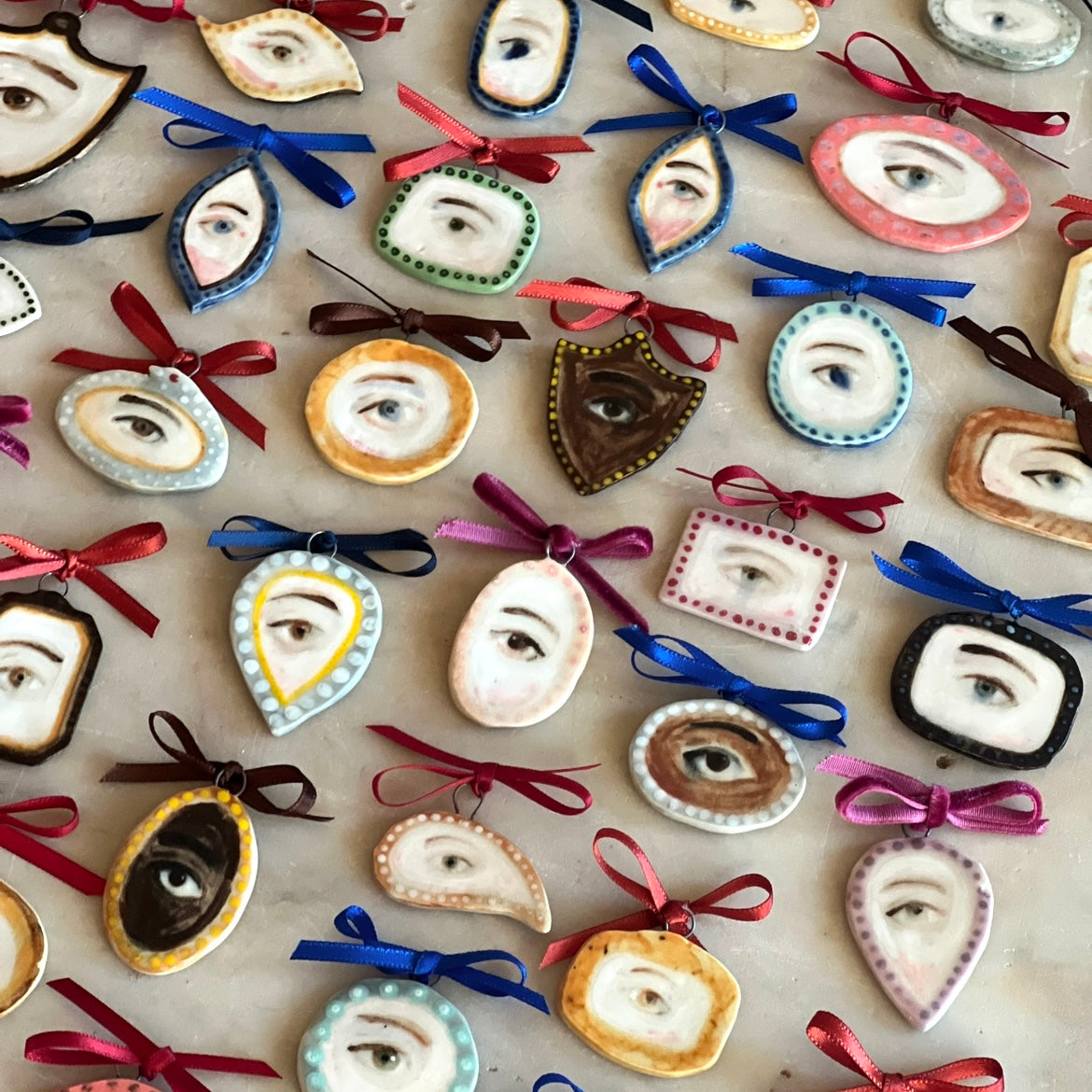 No. 82 Lover's Eye Pearl Charm Necklace with 10k Gold Chain