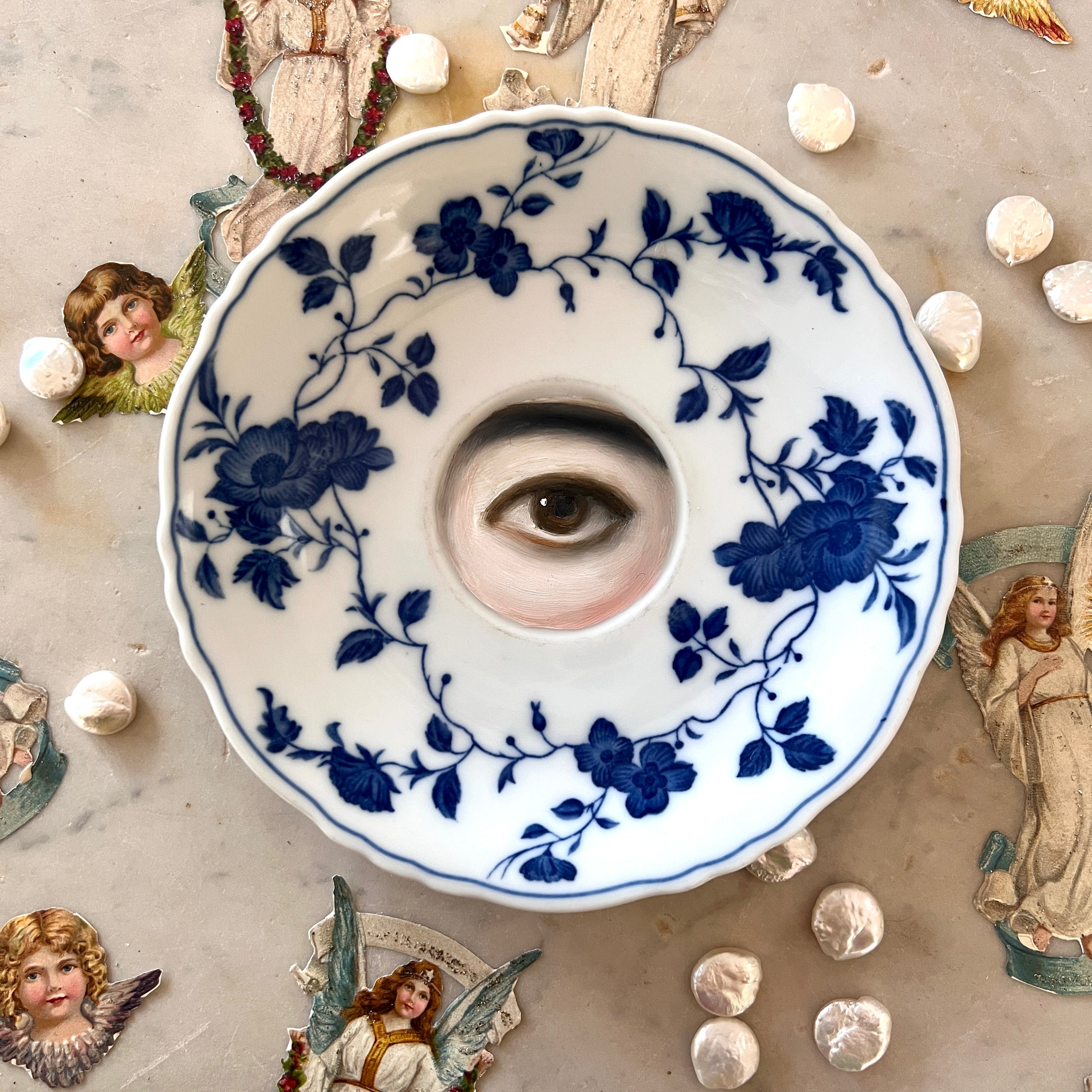 No. 3080 Lover's Eye Painting on a Royal Meissen Blue & White Plate