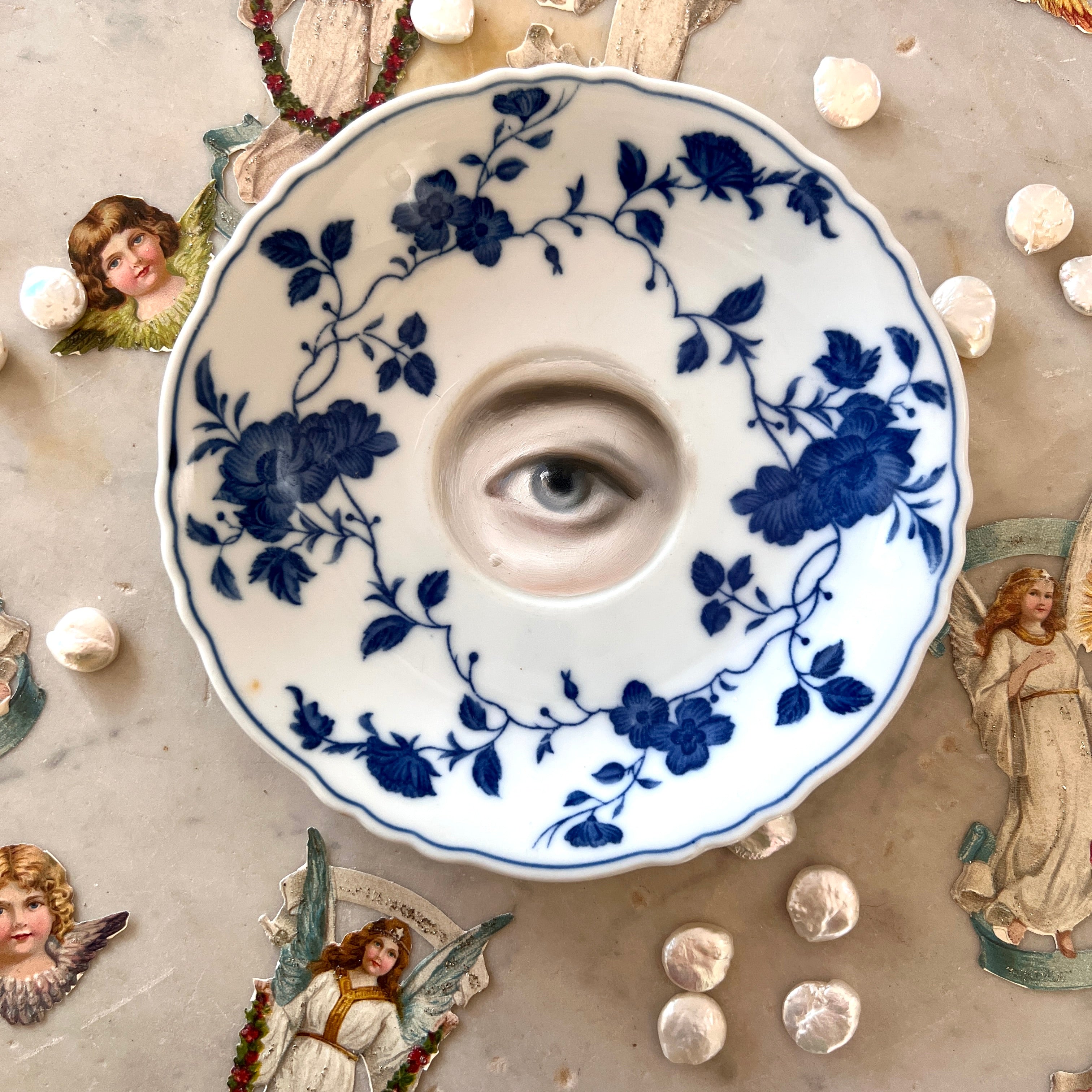 No. 3081 Lover's Eye Painting on a Royal Meissen Blue & White Plate