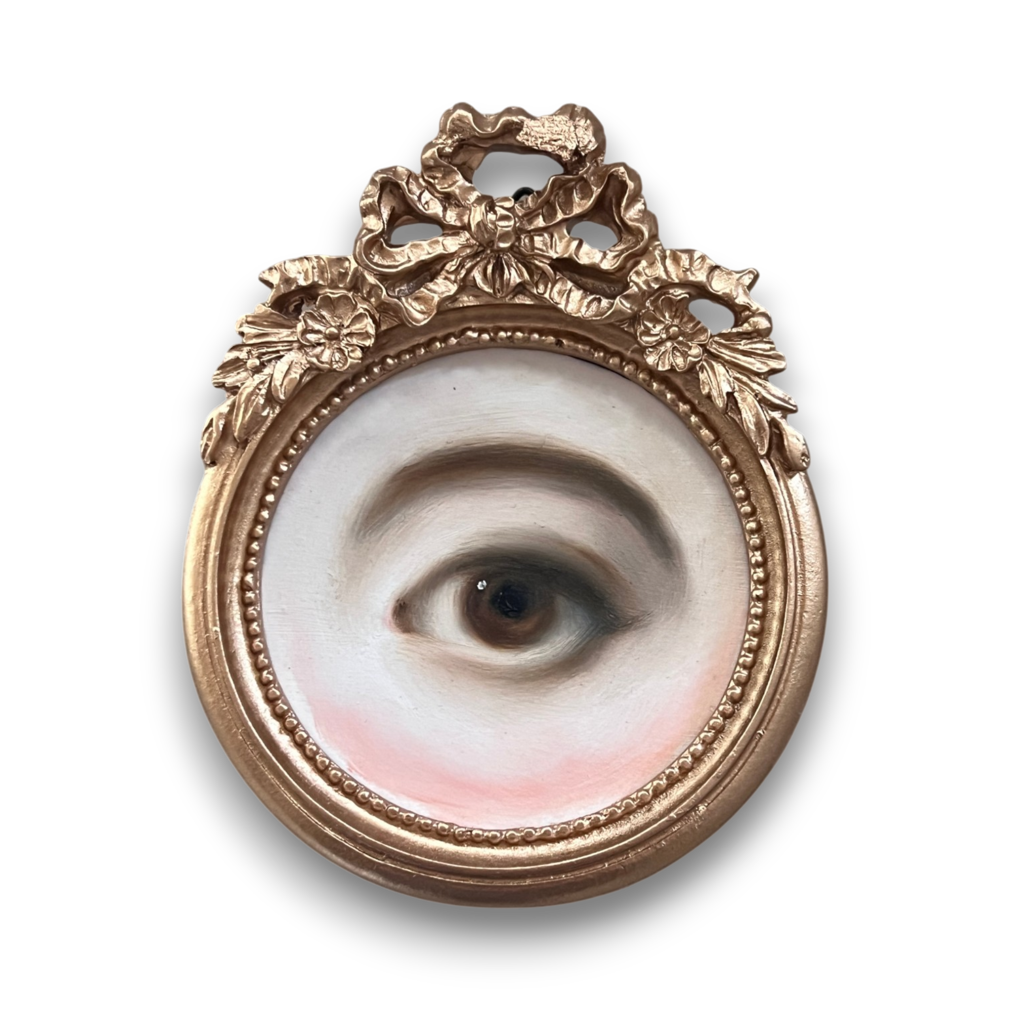 No. 3286 Lover's Eye Painting in a Gold Bow Frame
