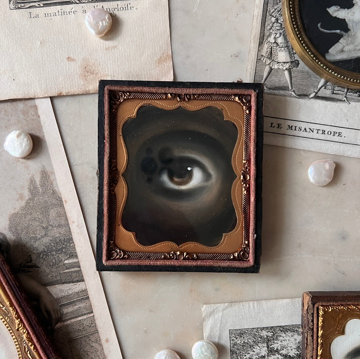 No. 3280 Lover's Eye Painting in an Antique Daguerreotype Case