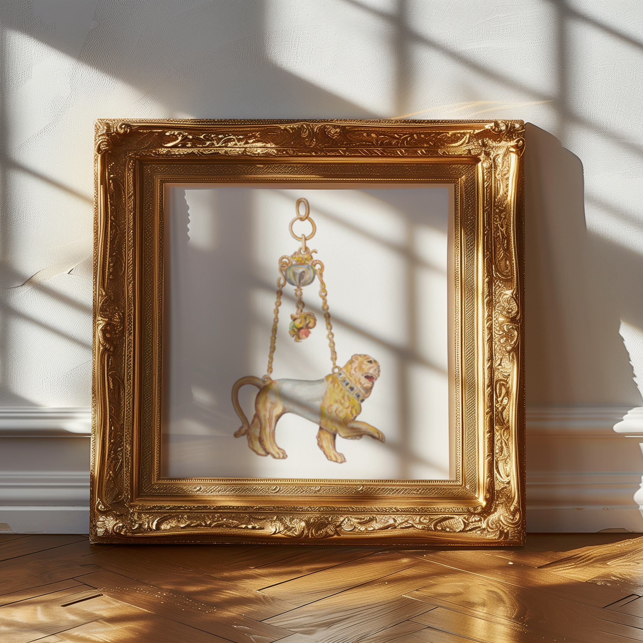No. 1 Baroque Pearl Jewelry Watercolor Archival Print: Lion