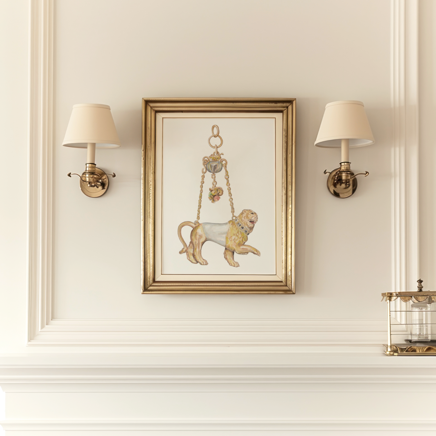 No. 1 Baroque Pearl Jewelry Watercolor Archival Print: Lion