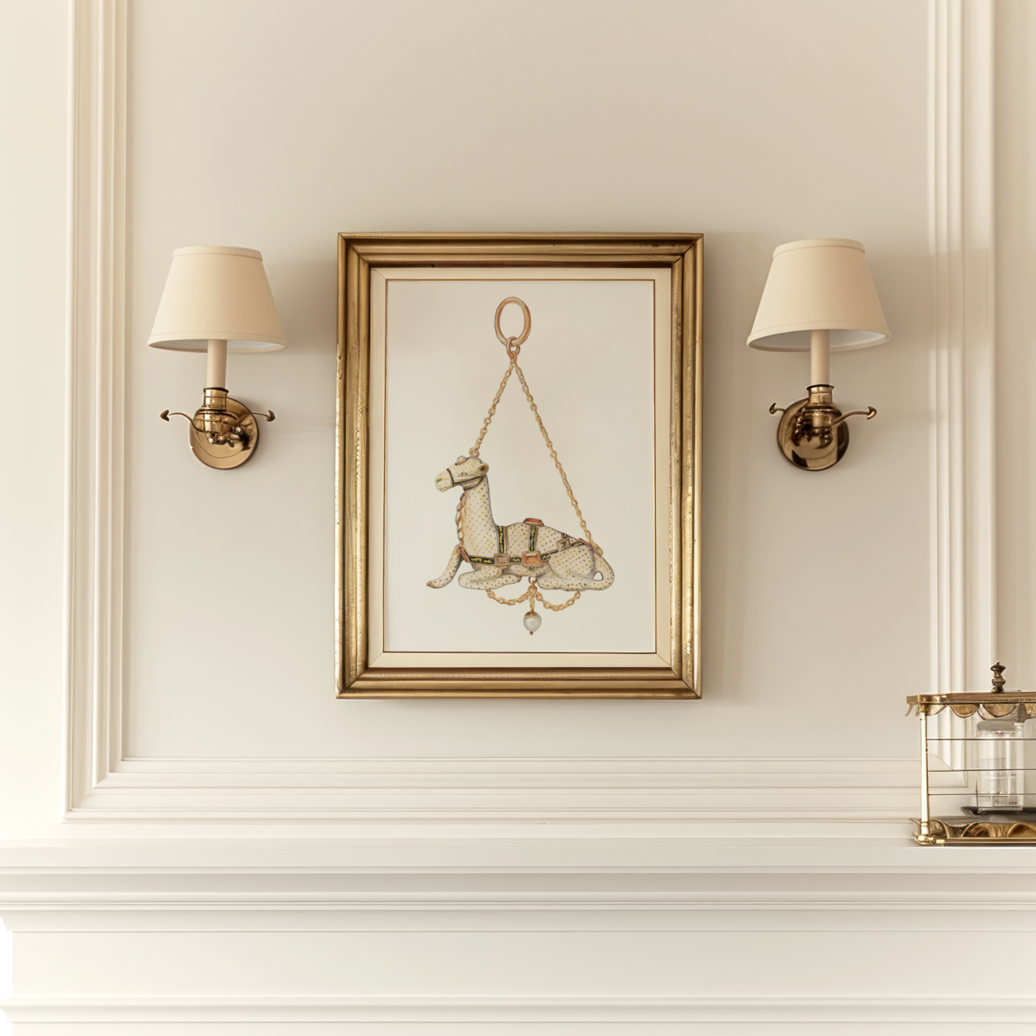 No. 3 Baroque Pearl Jewelry Watercolor Archival Print: Camel
