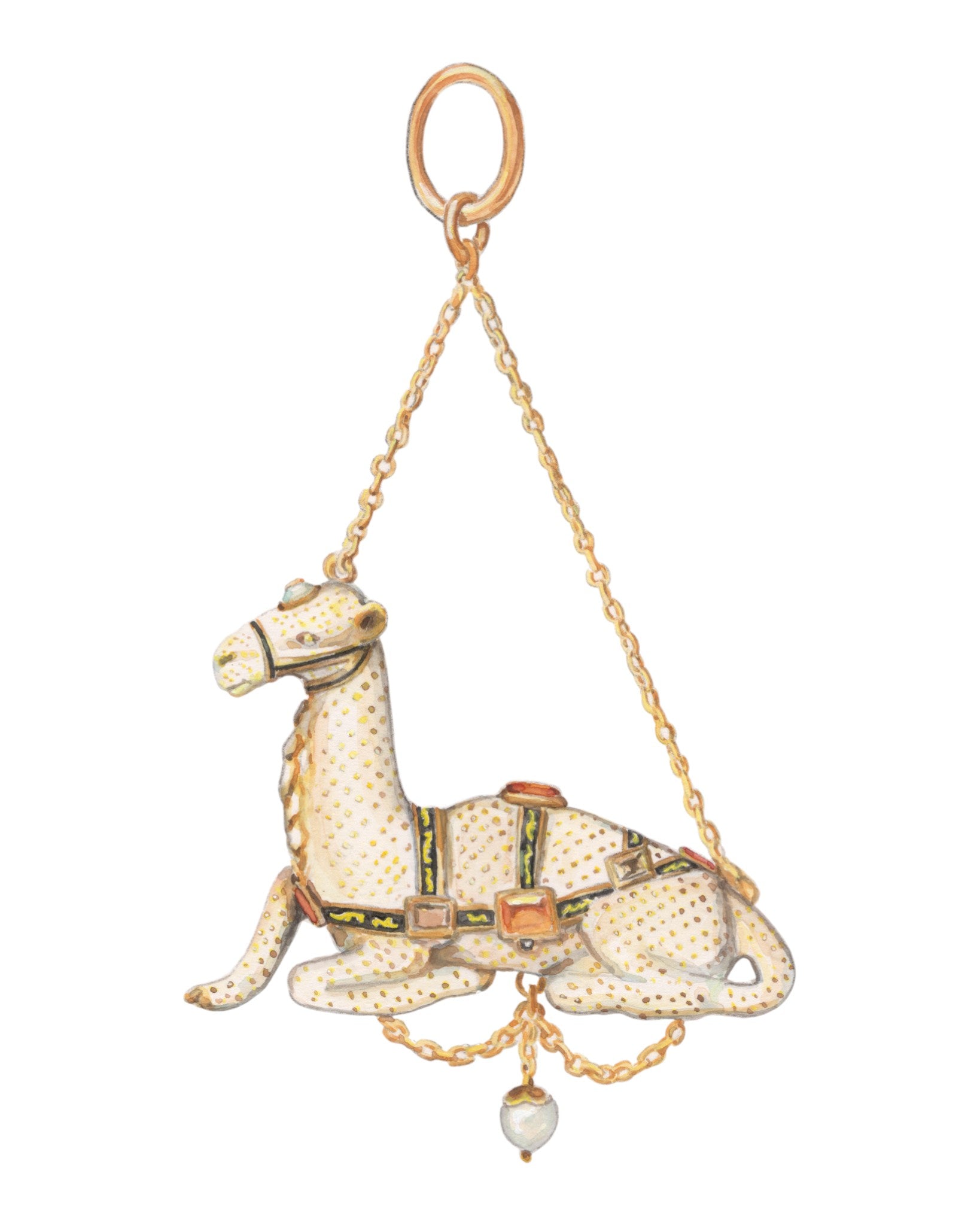 No. 3 Baroque Pearl Jewelry Watercolor Archival Print: Camel