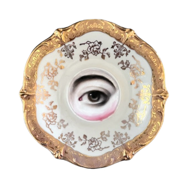New! - Lover's Eye Painting on a Gilt Schumann Plate