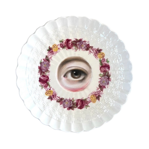 New! - Lover's Eye Painting on an English Spode Rose Briar Plate