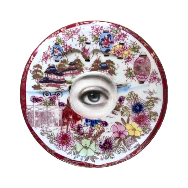 New! - Lover's Eye Painting on a Japanese Geisha Ware Plate