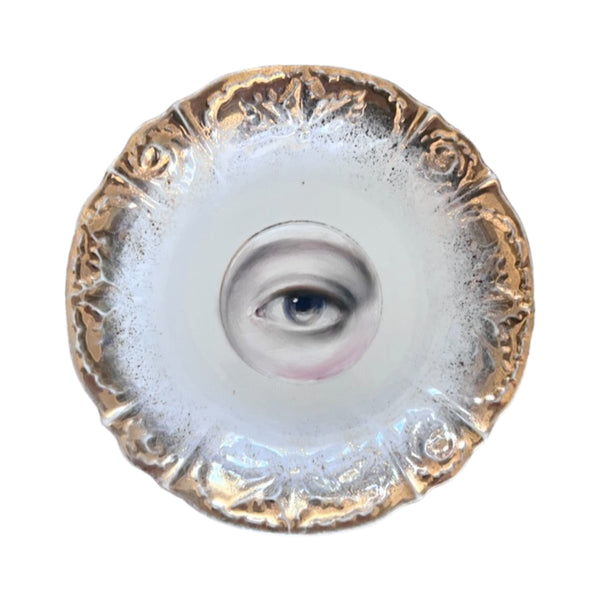 New! - Lover's Eye Painting on a Gilt Border Plate