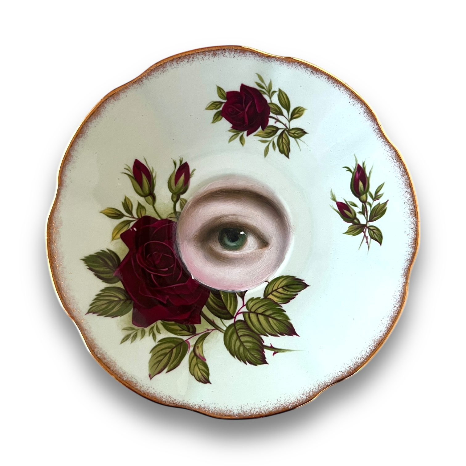 No. 2965 Lover's Eye Painting on an English Rose Plate