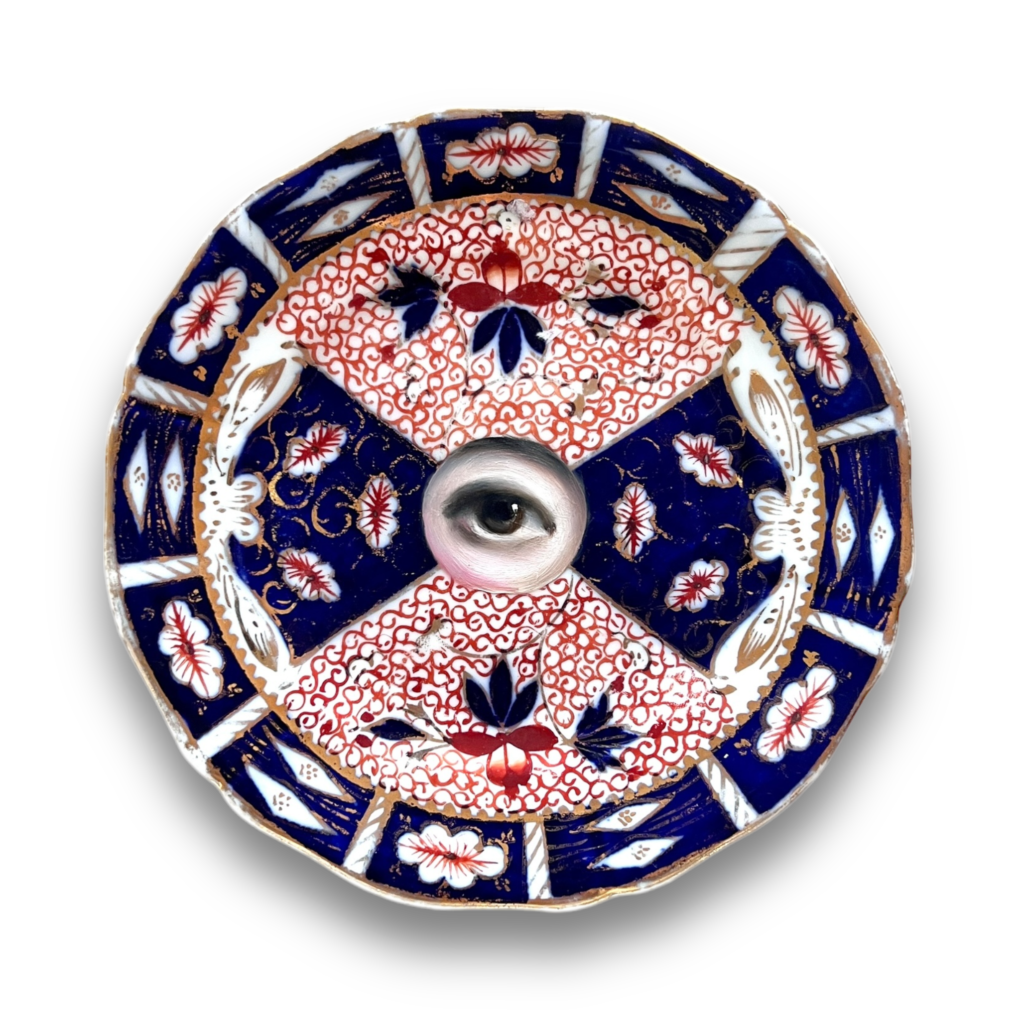 No. 3018 Lover's Eye Painting on an English Imari Plate