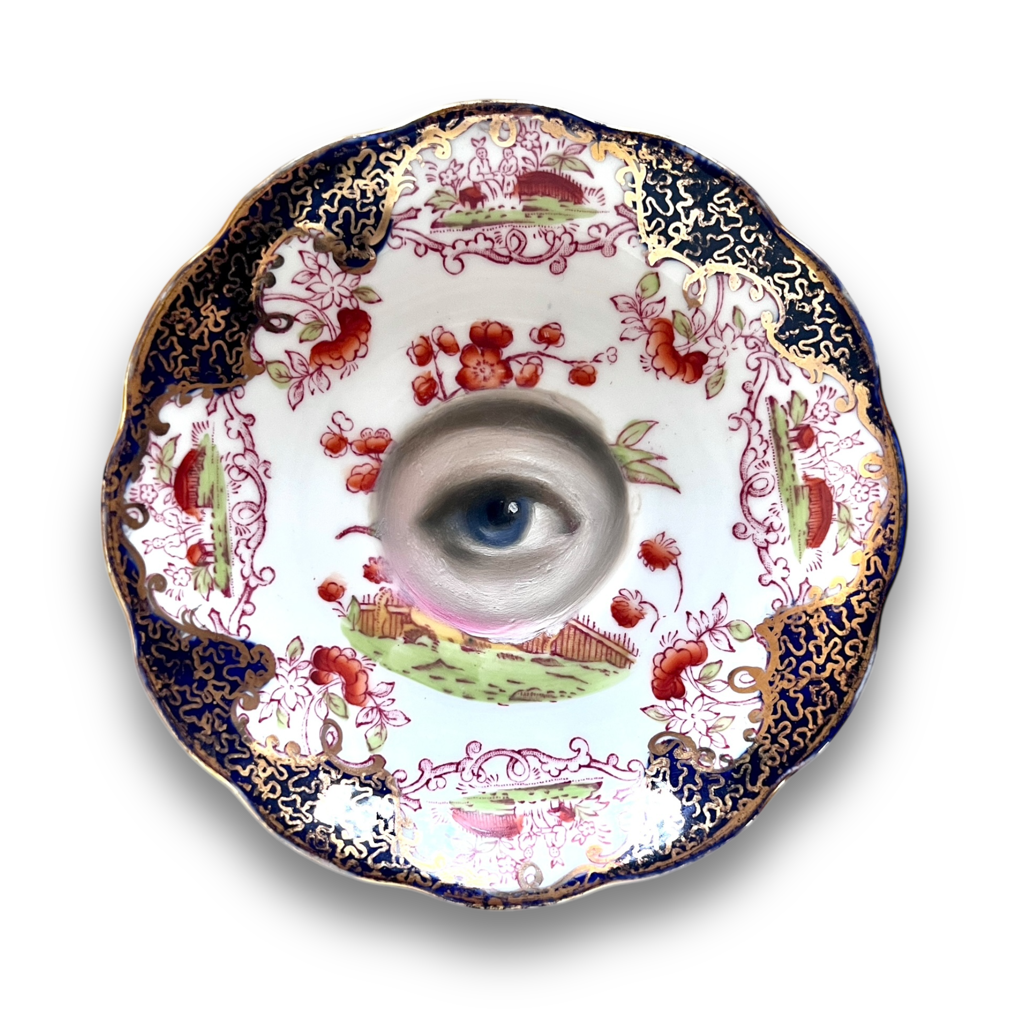 No. 3022 Lover's Eye Painting on an English Imari Plate