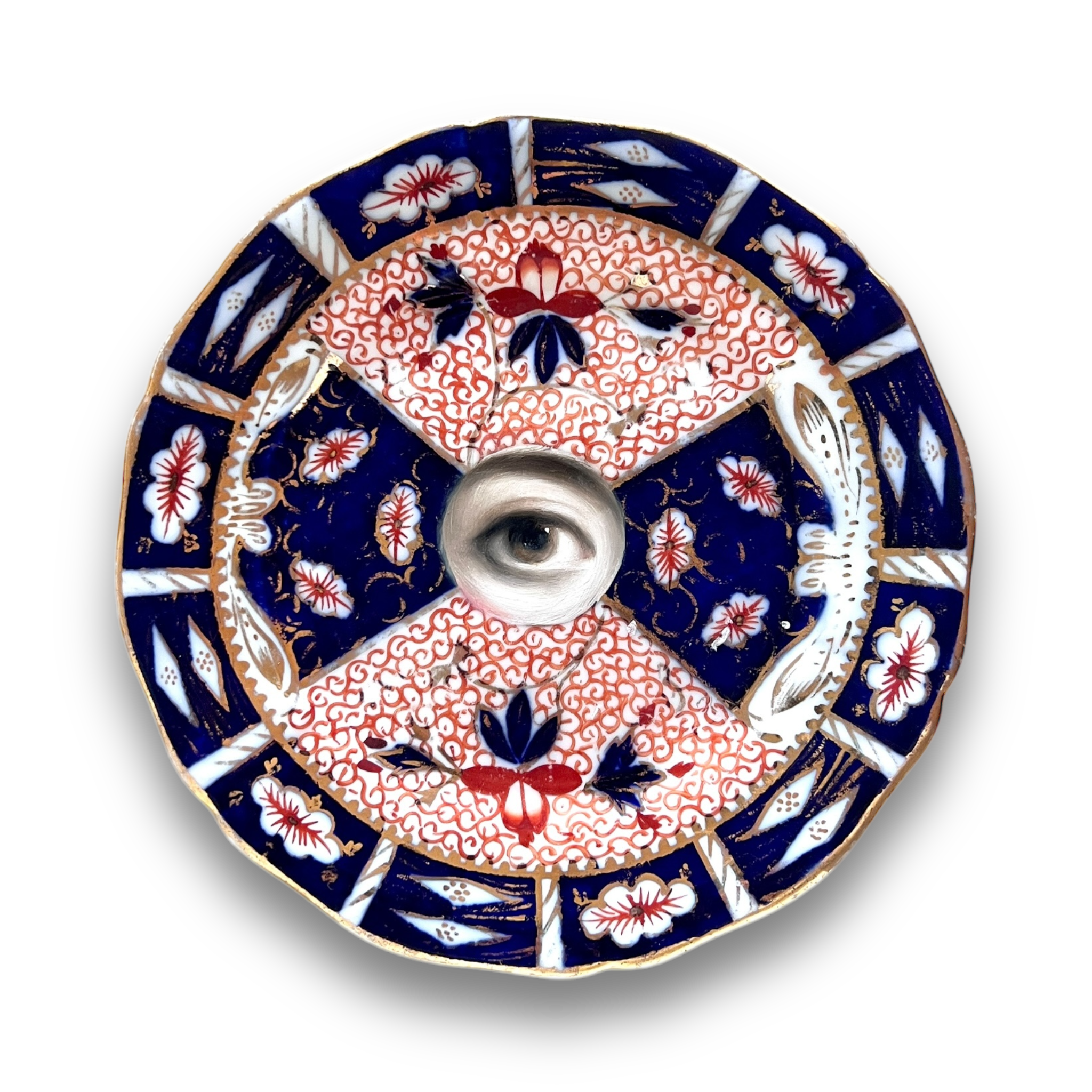 No. 3017 Lover's Eye Painting on an English Imari Plate