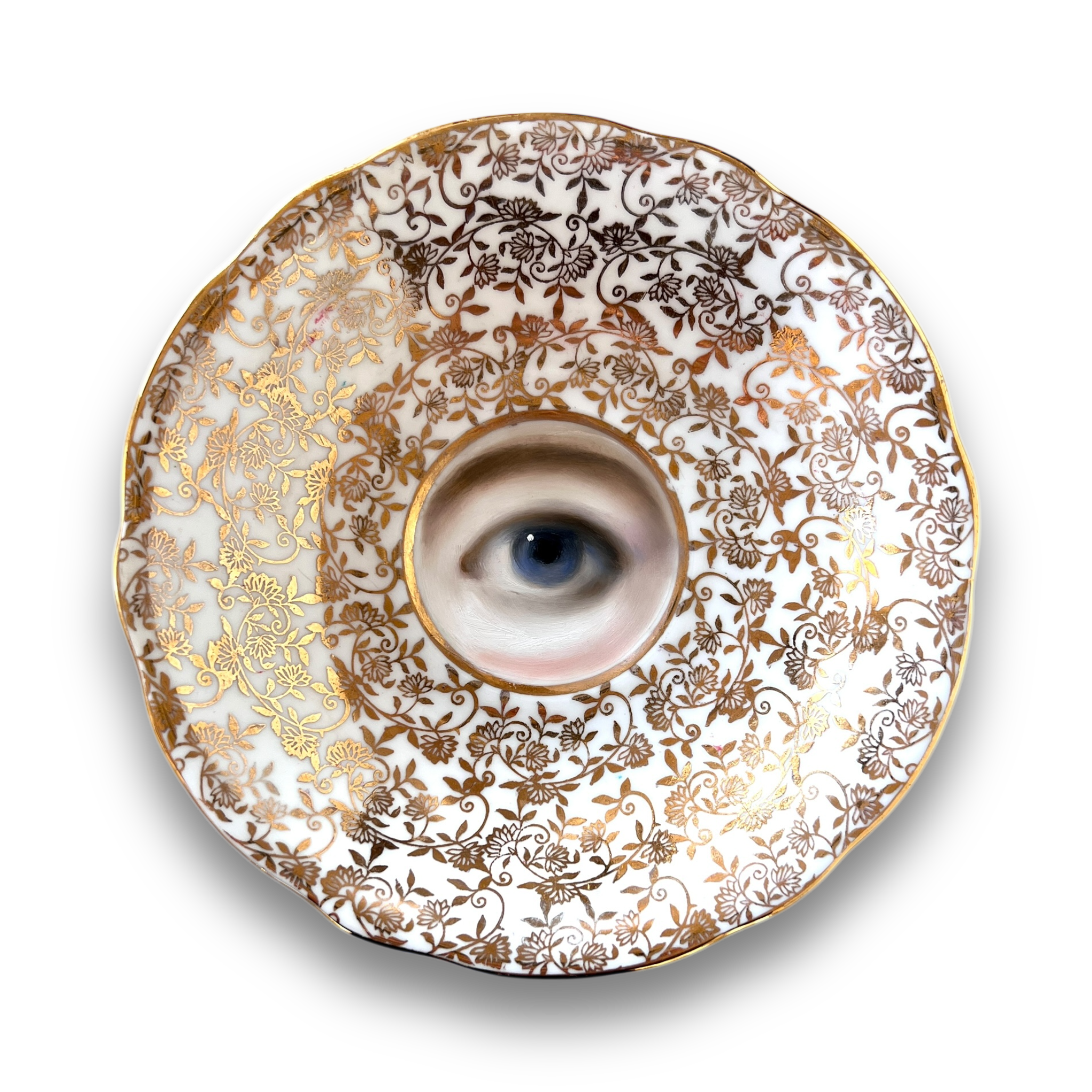 No. 3038 Lover's Eye Painting on a Windsor Gilt Botanical Plate