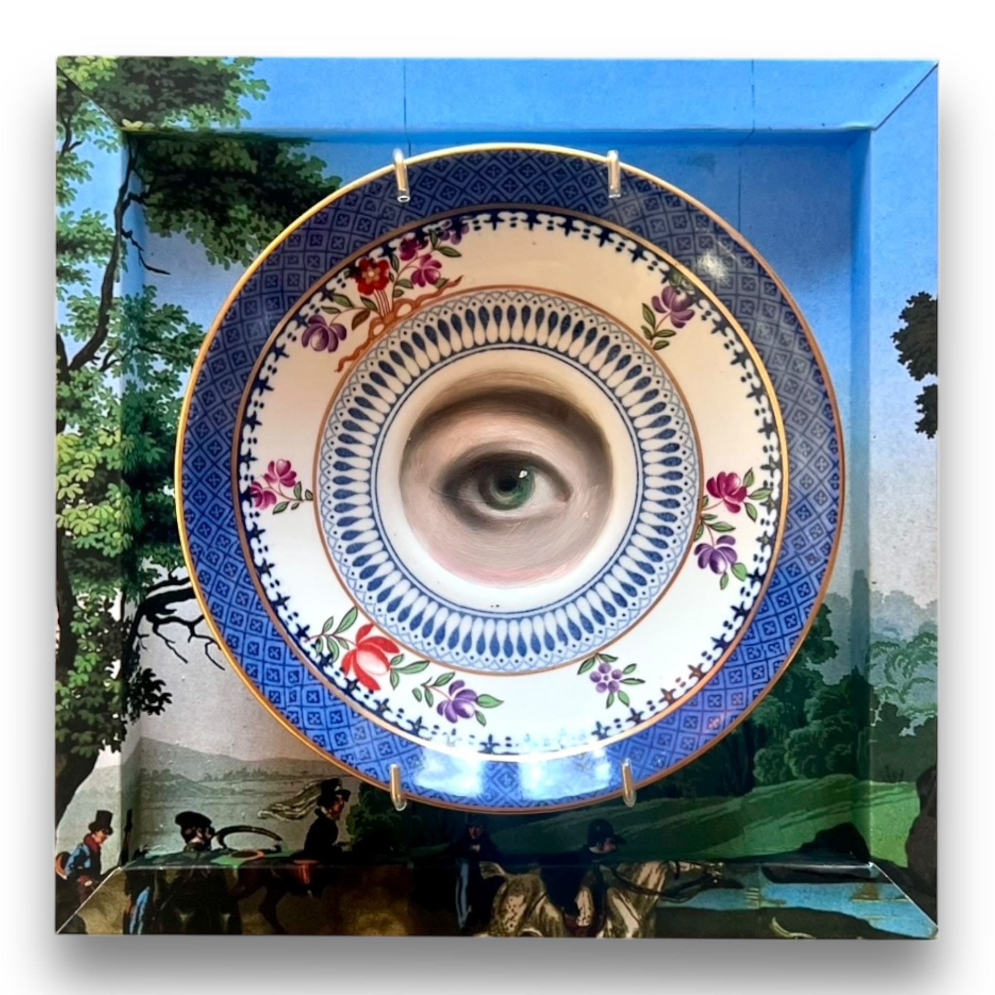 No. 2883 Lover's Eye Painting on an English Lowestoft Pattern Plate
