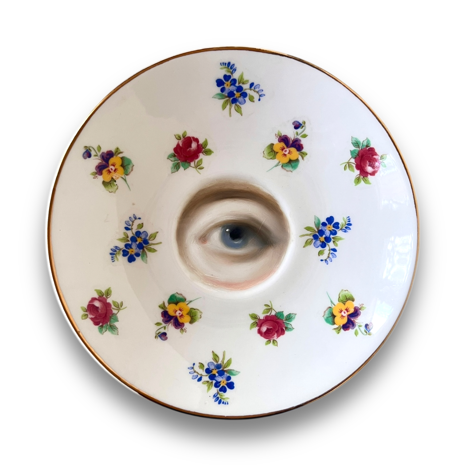 No. 2969 Lover's Eye Painting on an English Floral Sprig Plate