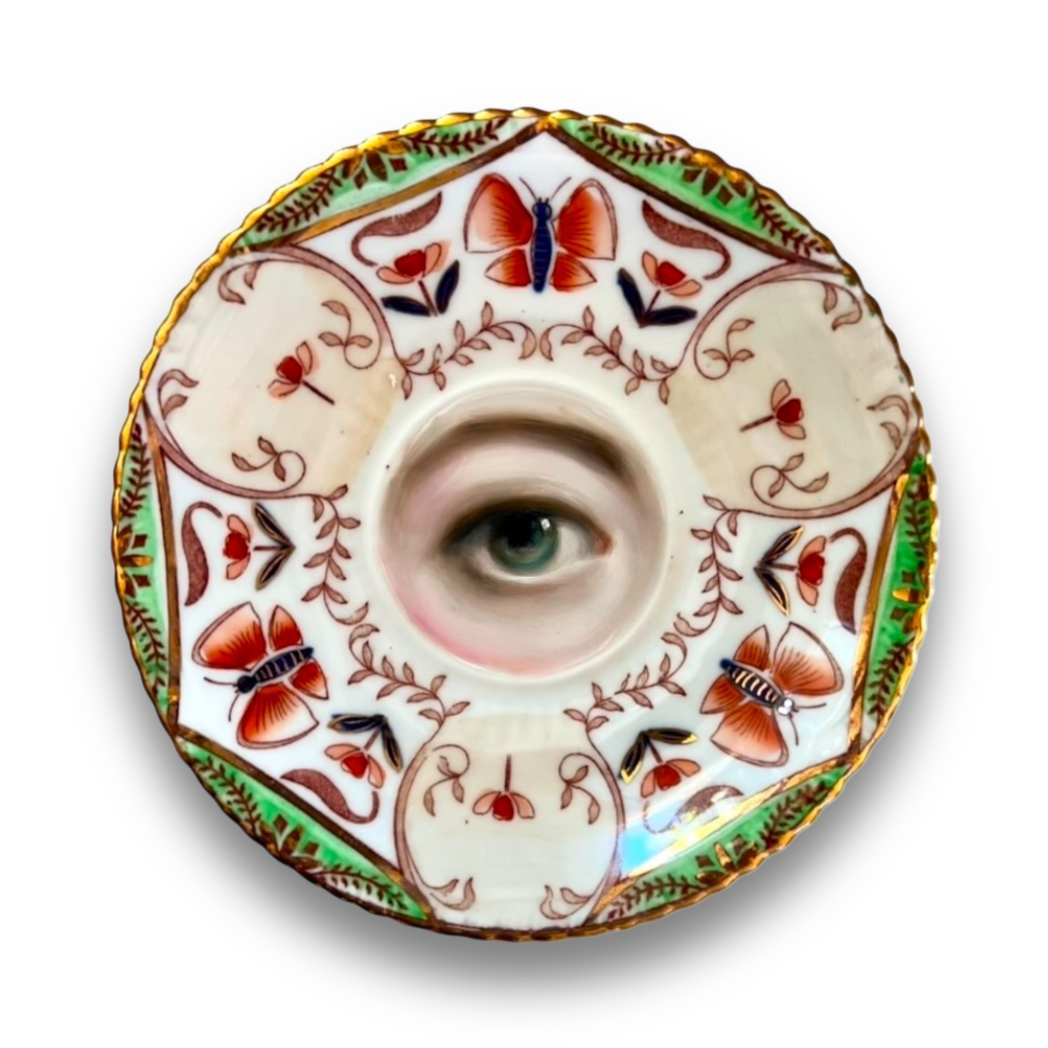 No. 2832 Lover's Eye Painting on an English Butterfly Plate