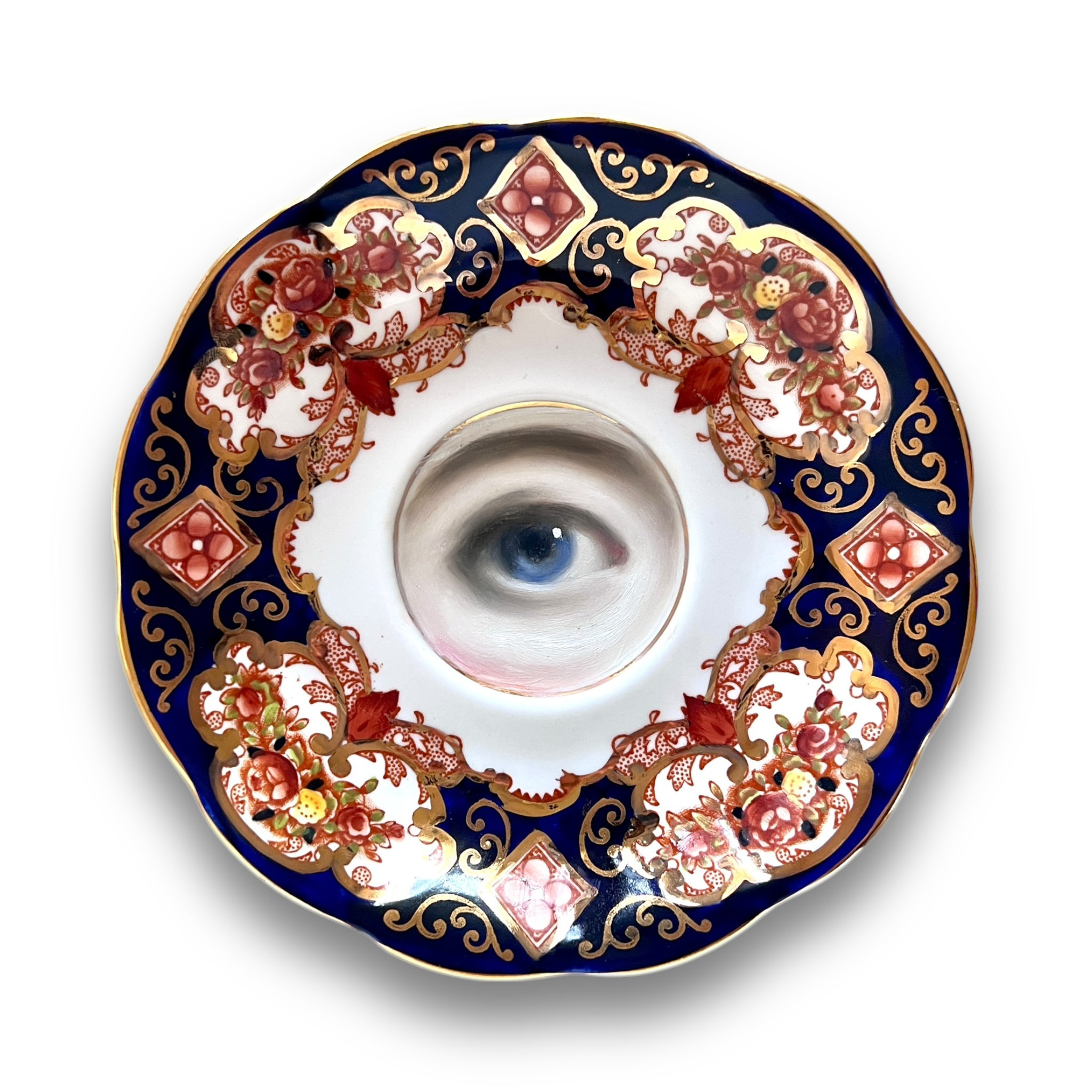 No. 3021 Lover's Eye Painting on an English Imari Plate