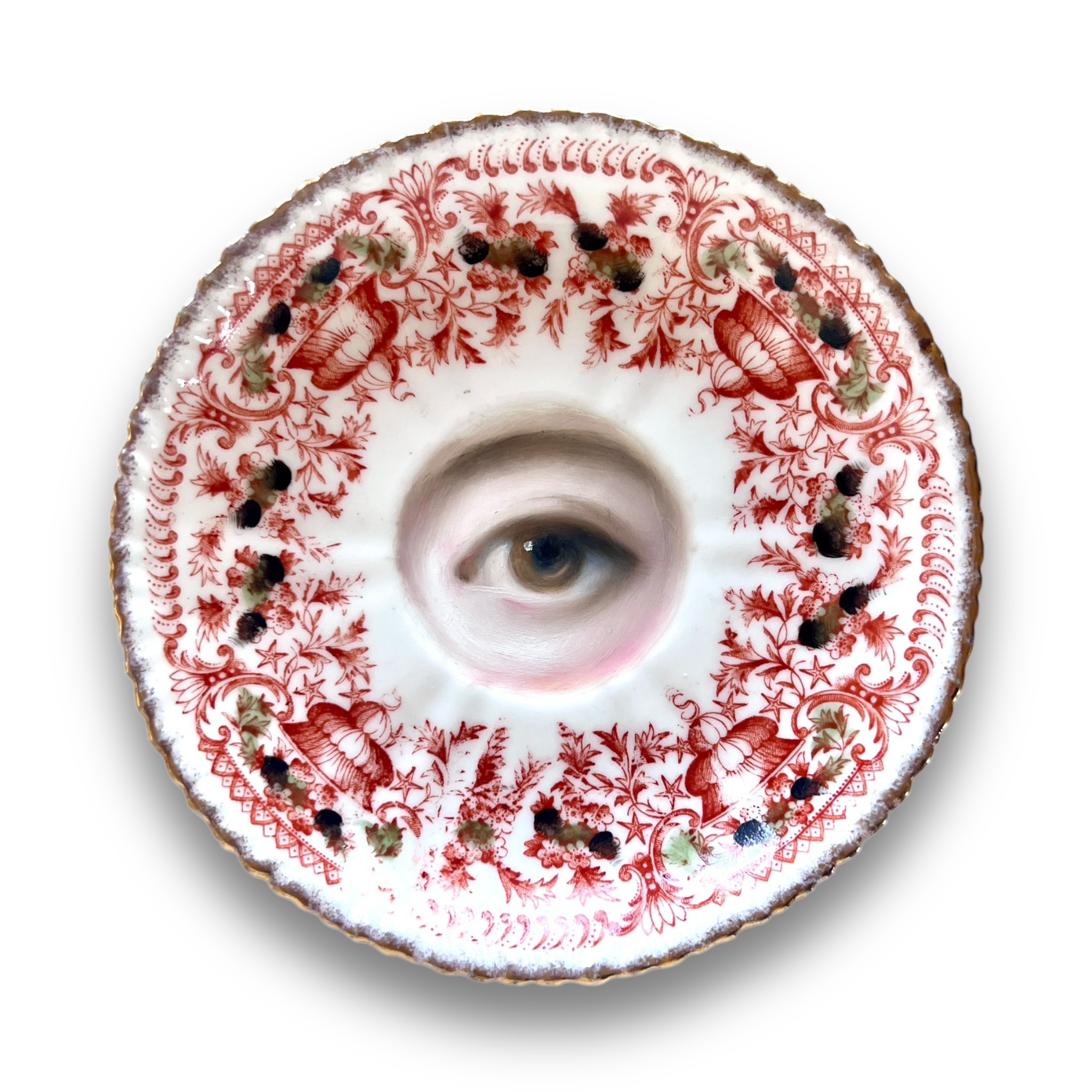 No. 3027 Lover's Eye Painting on an English Imari Plate