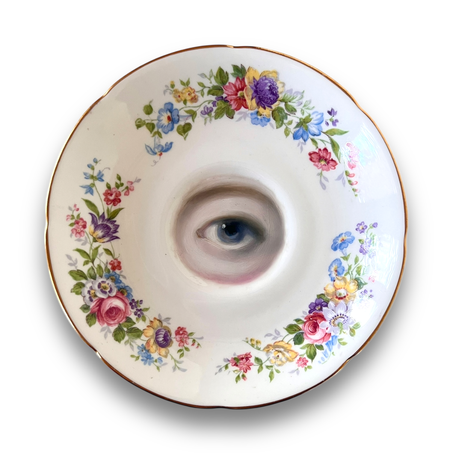 No. 2974 Lover's Eye Painting on an English Floral Plate