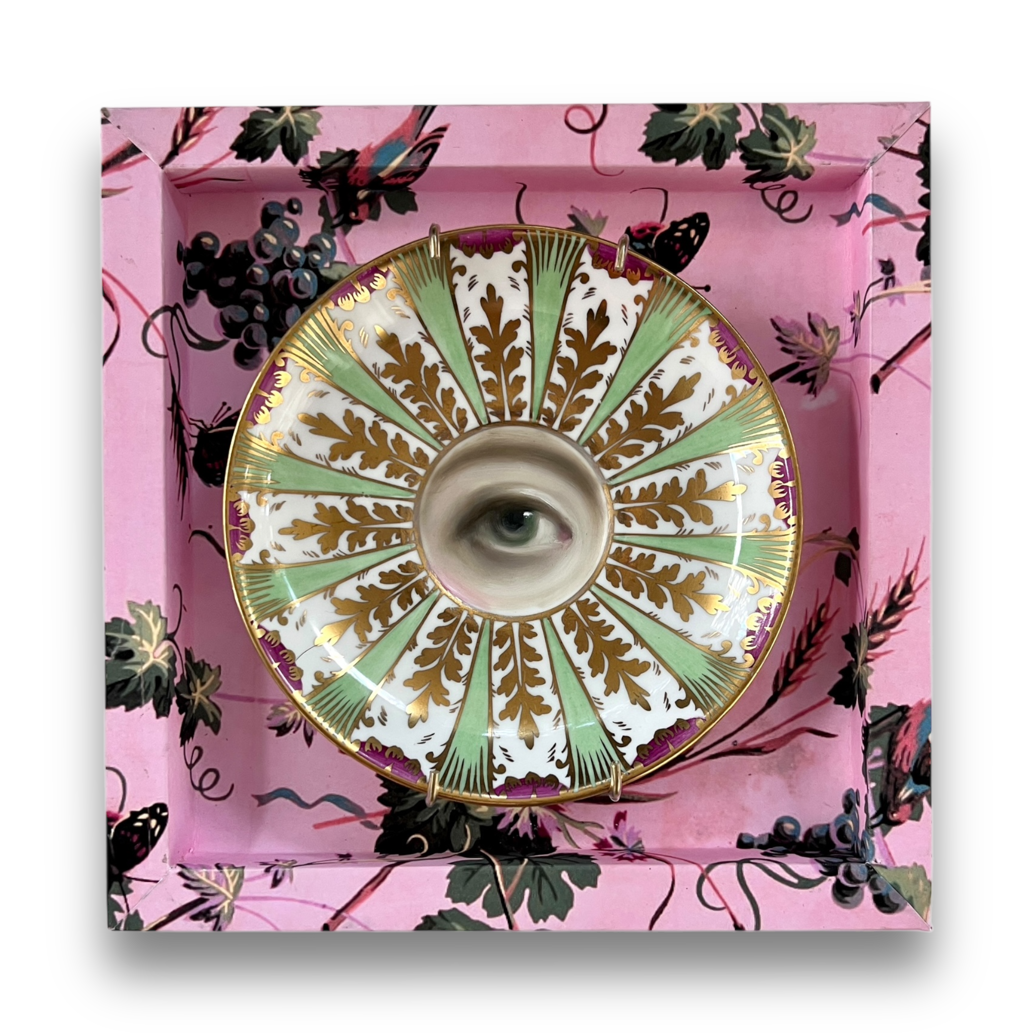 No. 2995 Lover's Eye Painting on an English Pastel Royal Chelsea Plate