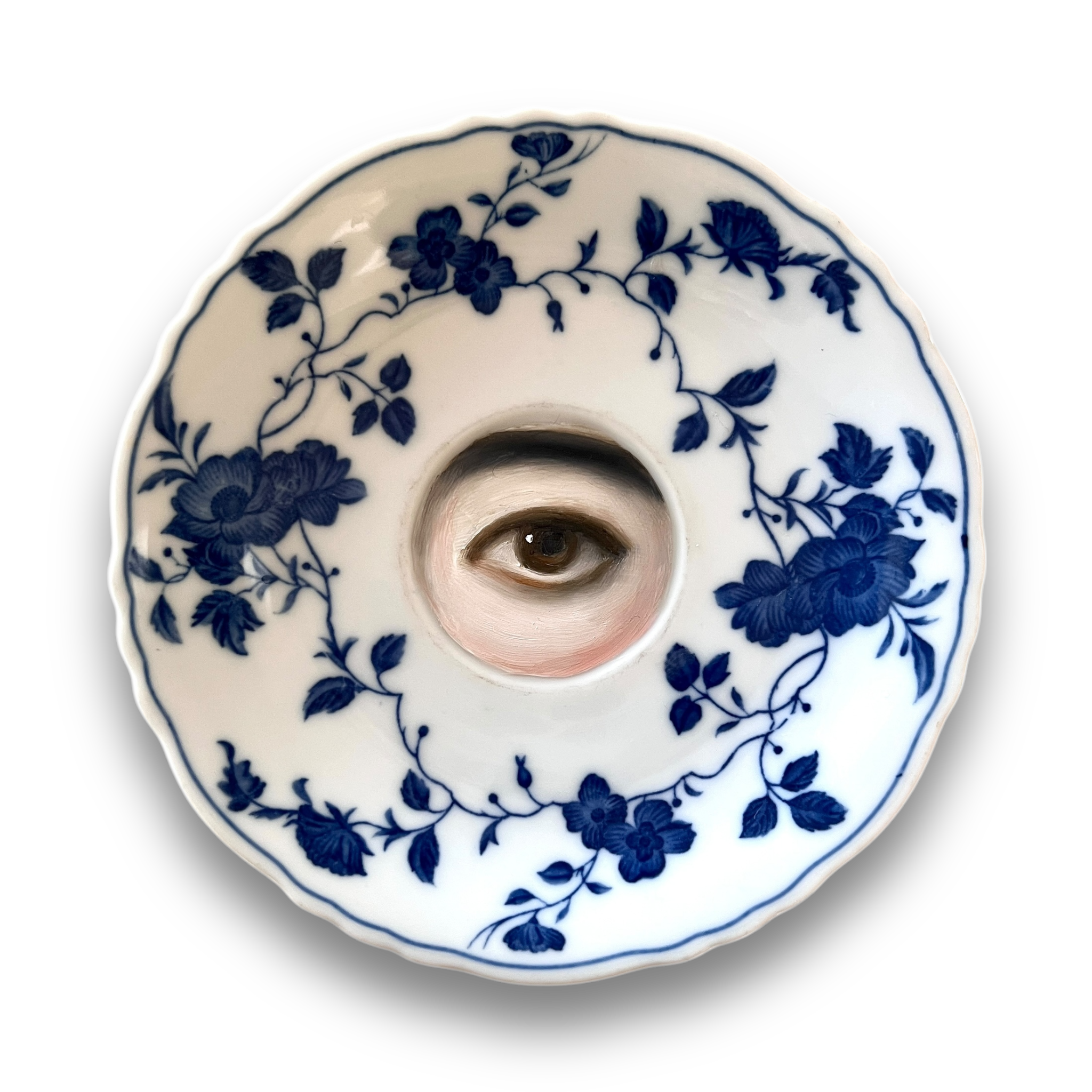 No. 3080 Lover's Eye Painting on a Royal Meissen Blue & White Plate