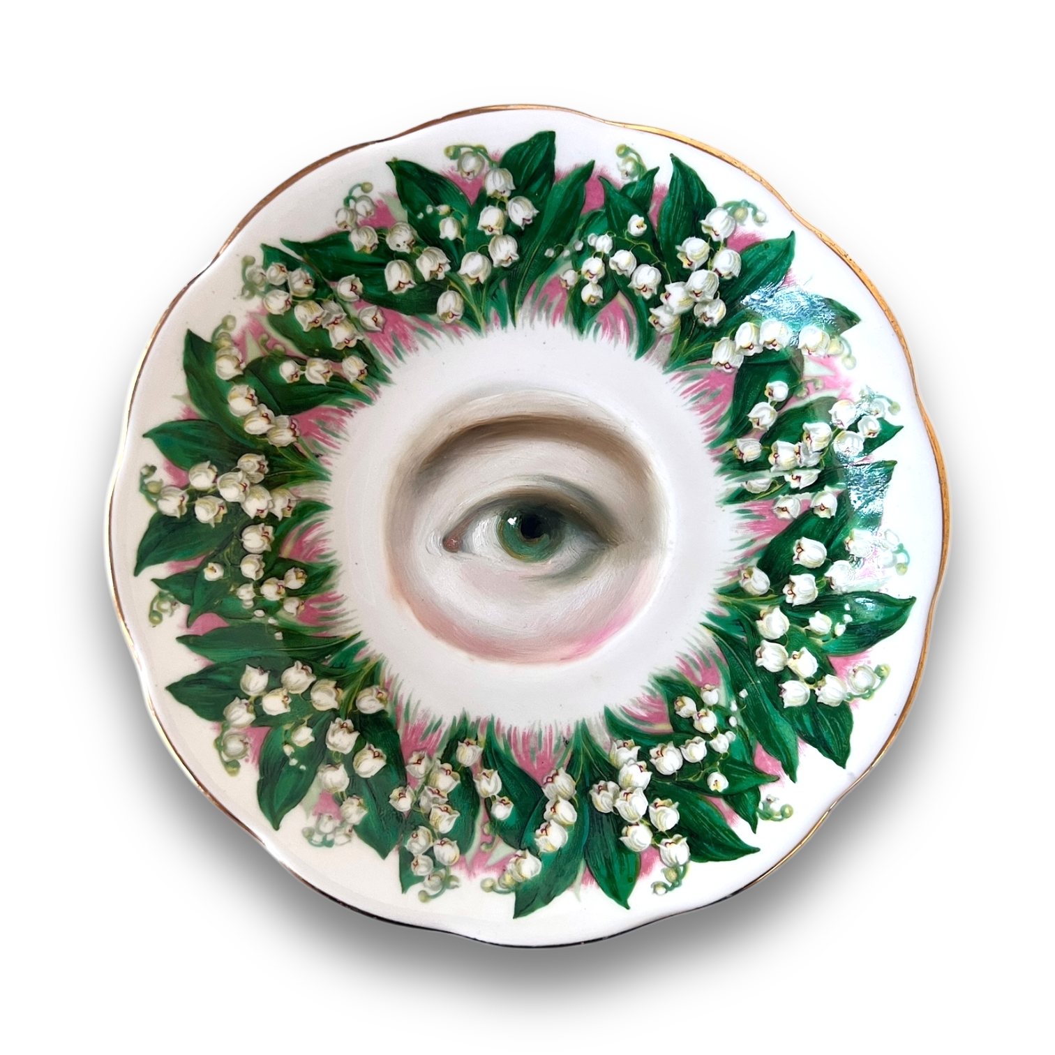 No. 2973 Lover's Eye Painting on an English Lilies-of-the-Valley Plate