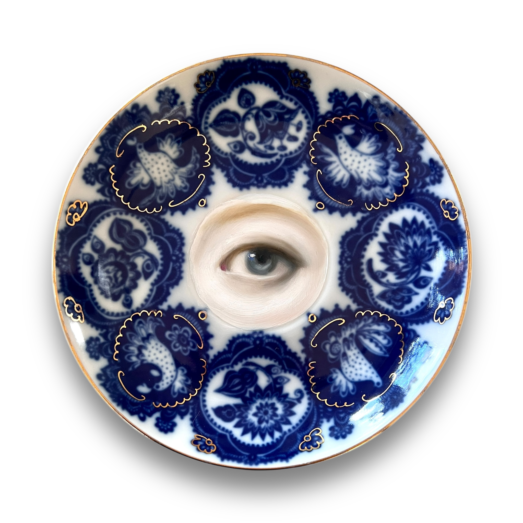 No. 3082 Lover's Eye Painting on a Lomonosov Blue Plate