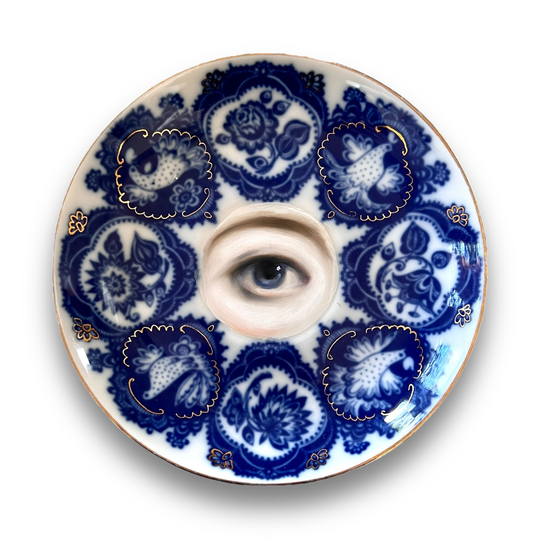 No. 3083 Lover's Eye Painting on a Lomonosov Blue Plate