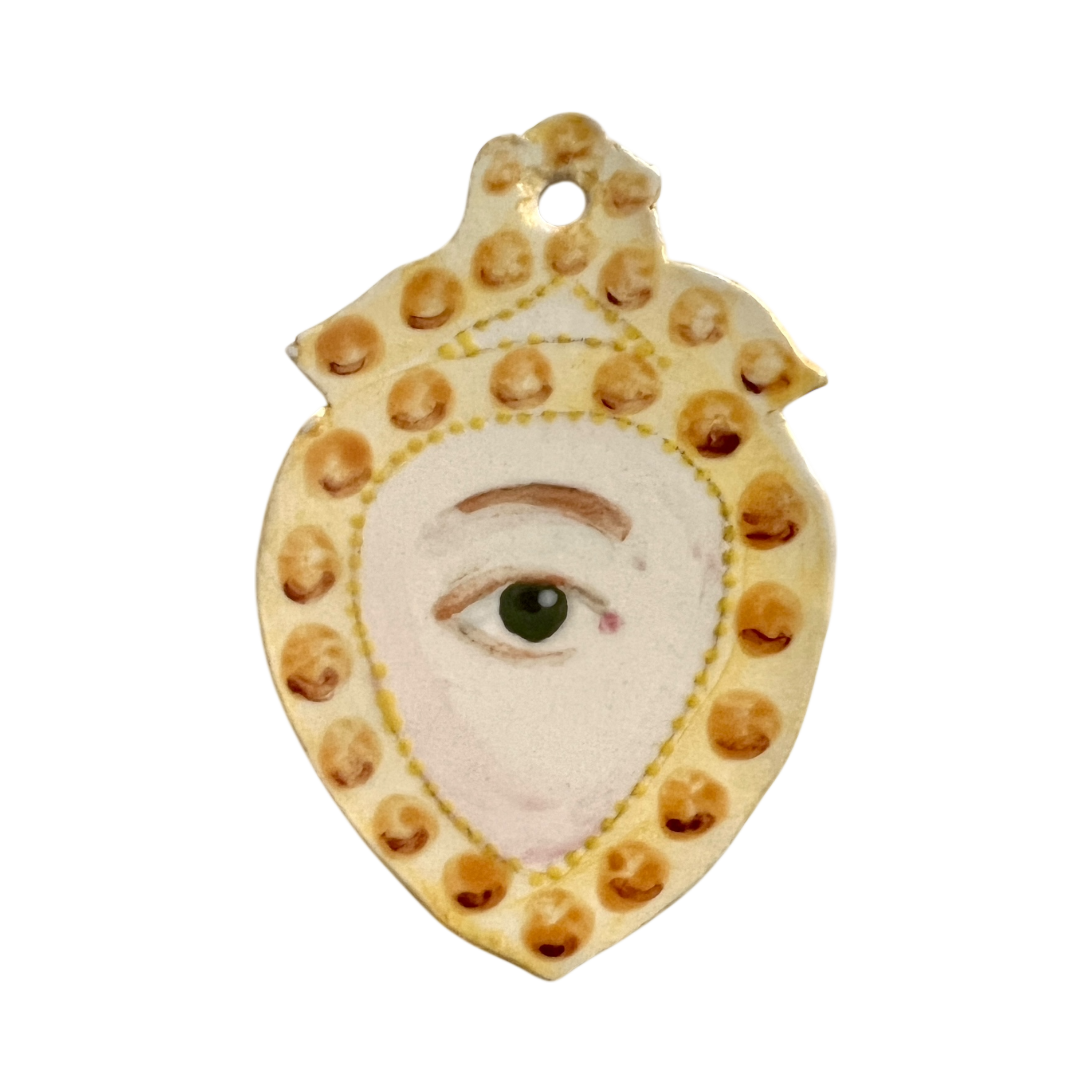 No. 183 Handmade Ornament - Gold Hobnail Heart