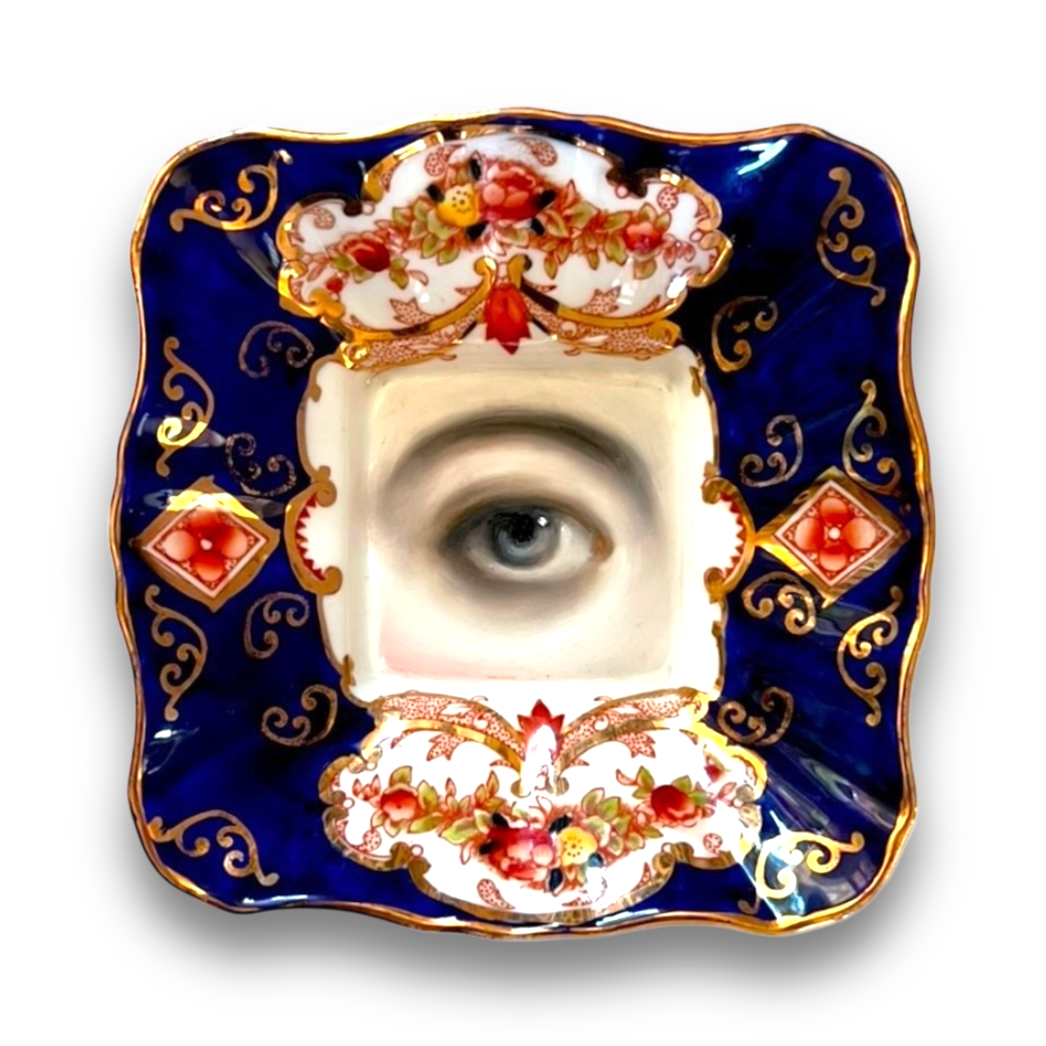 No. 2830 Lover's Eye Painting on an English Royal Albert Dish
