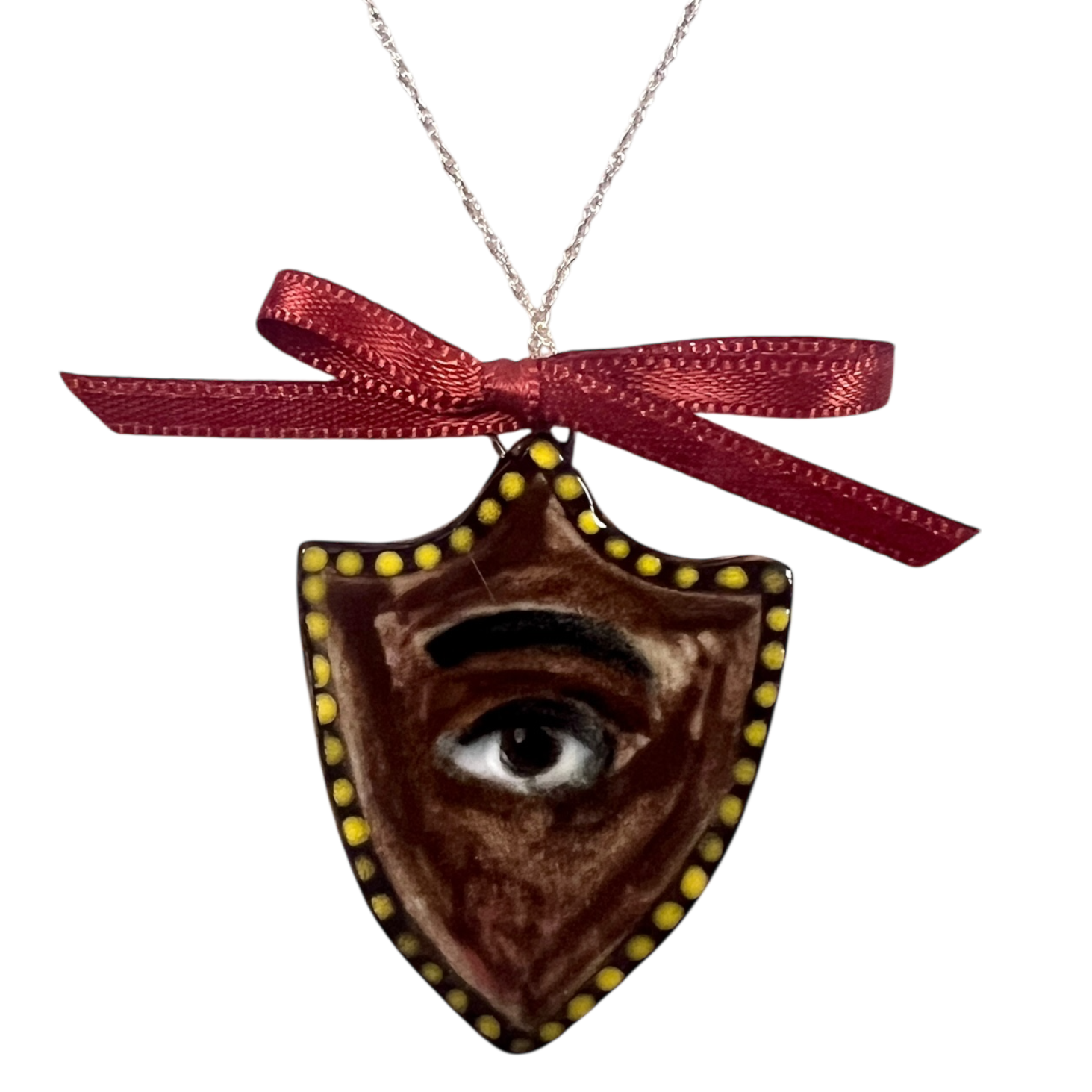 No. 107 Lover's Eye Charm with 10k Gold Chain - Beaded Gold Shield