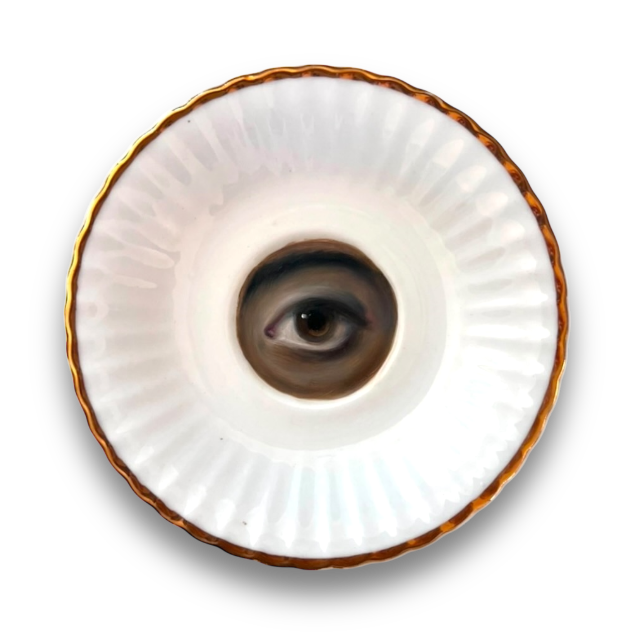 No. 2821 Lover's Eye Painting on an English Gold Fluted Plate