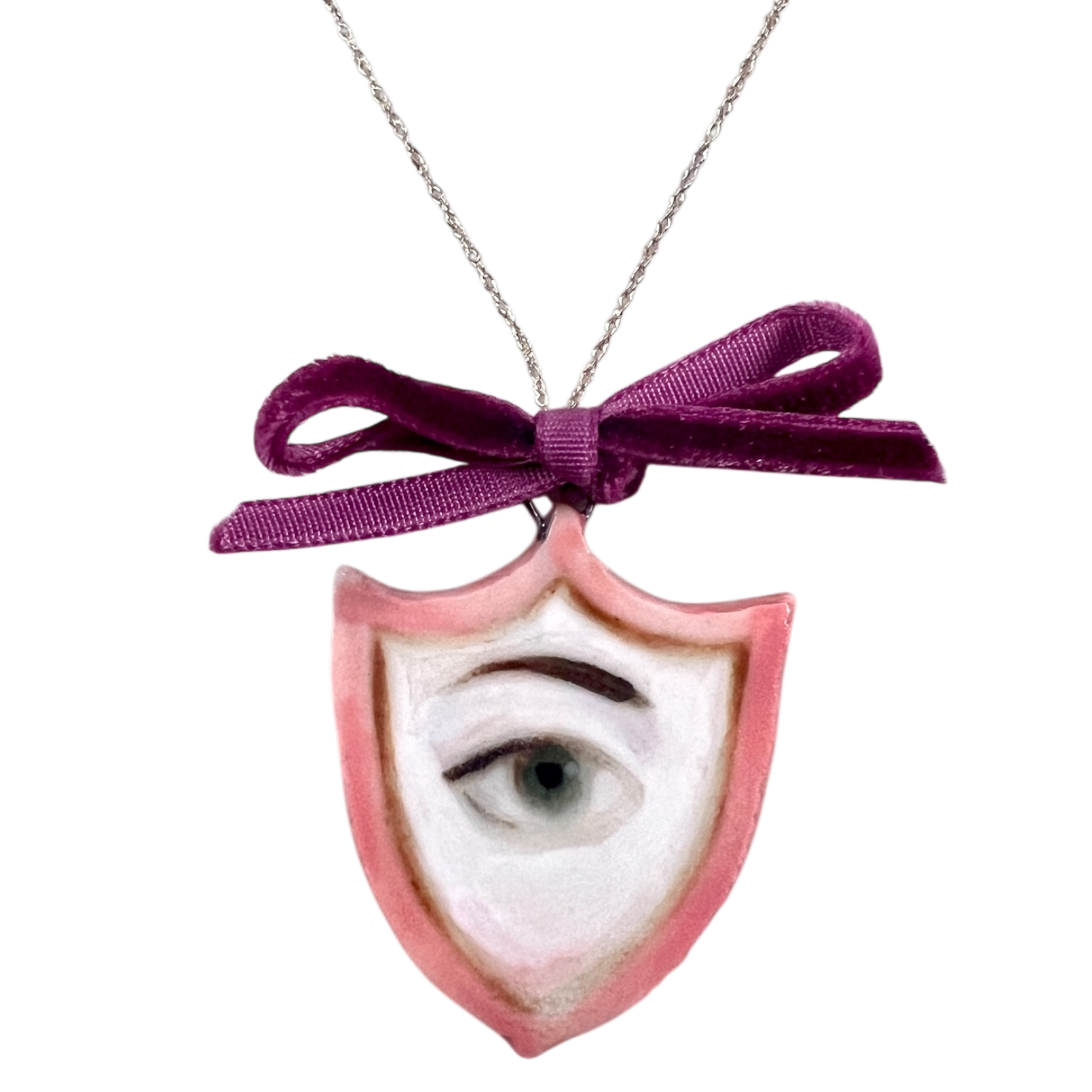No. 116 Lover's Eye Charm with 10k Gold Chain - Pink Shield
