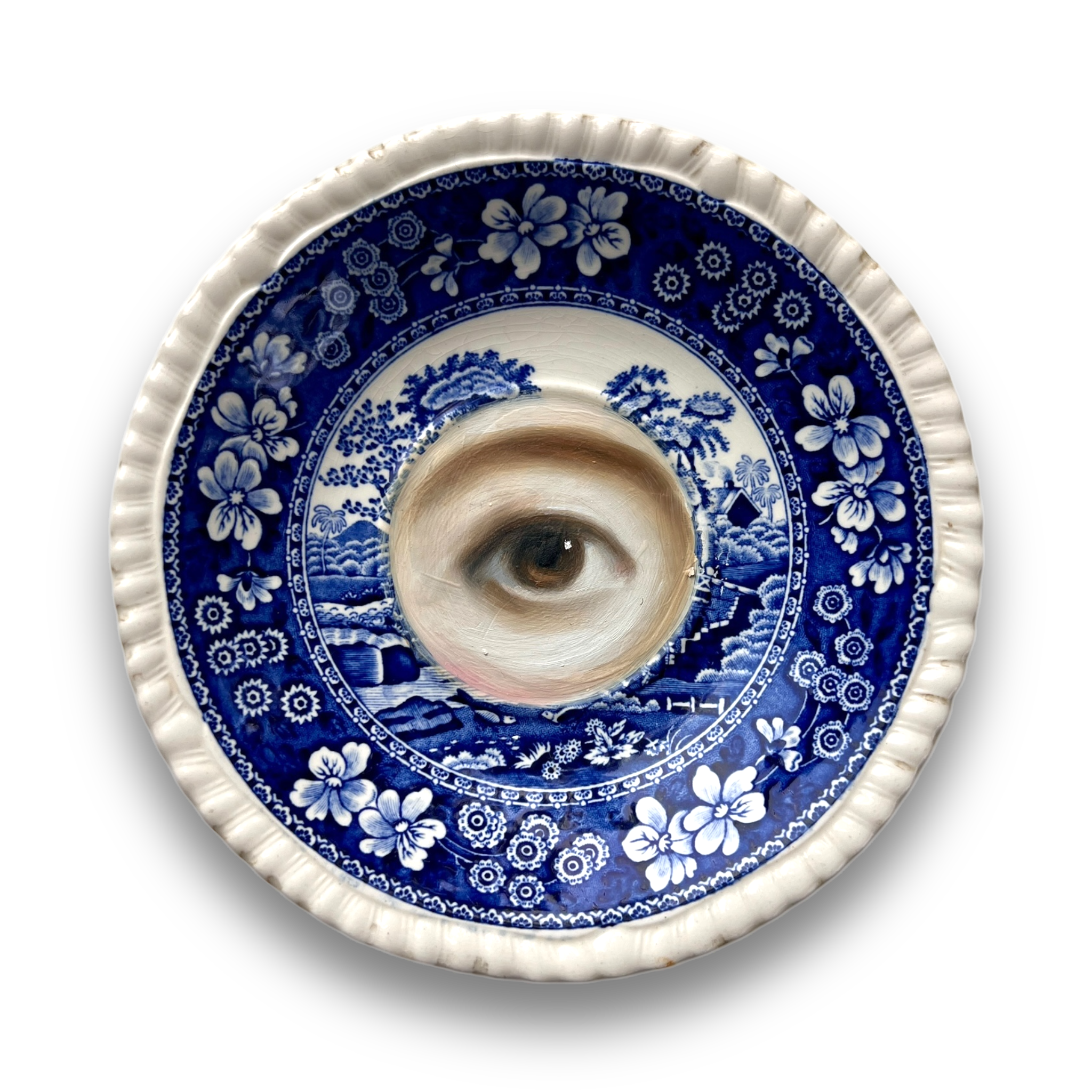 No. 3053 Lover's Eye Painting on an English Copeland "Spode's Tower" Plate