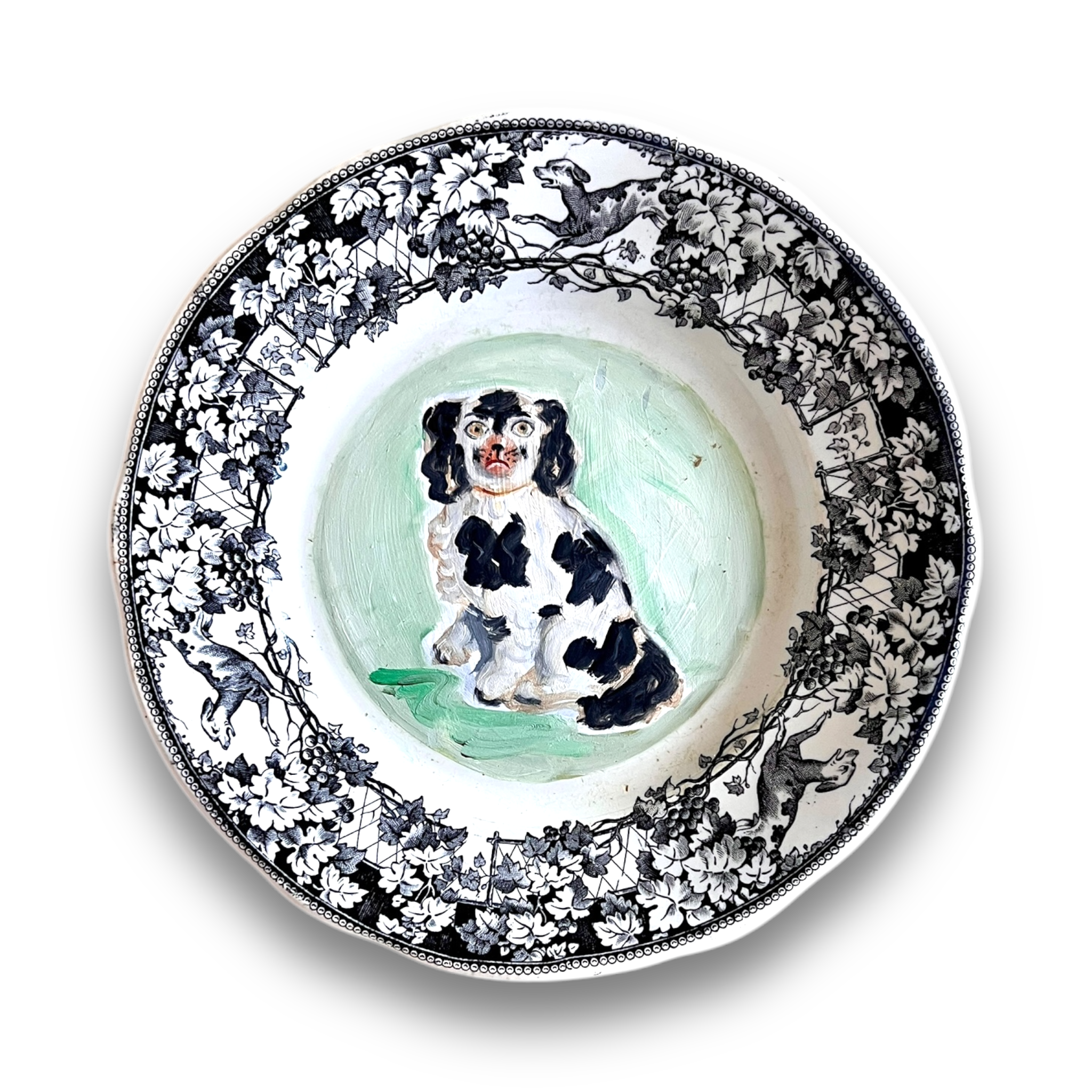 No. 1018 Chester the Black & White Staffordshire Spaniel and His Portrait