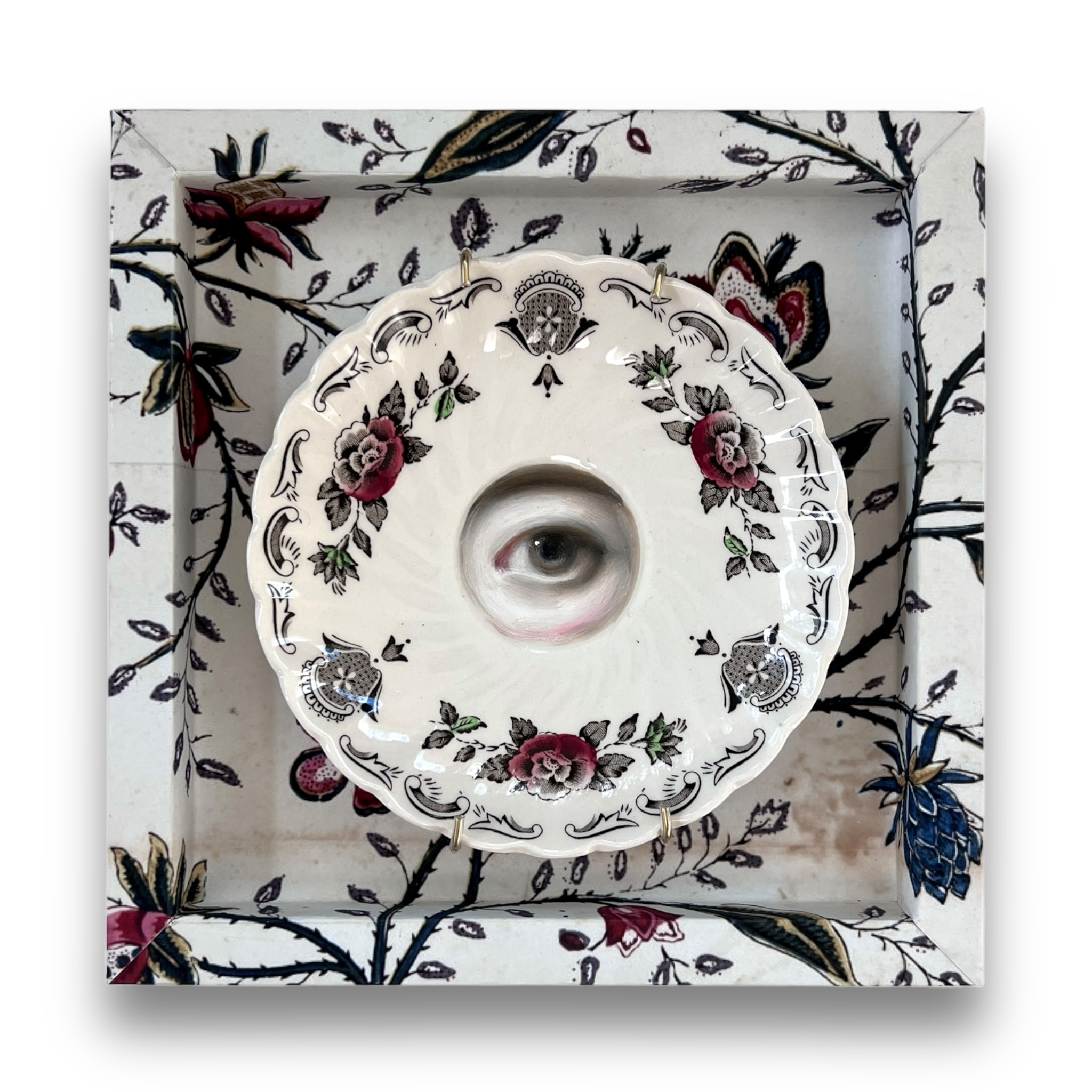 No. 3000 Lover's Eye Painting on an English Staffordshire Plate