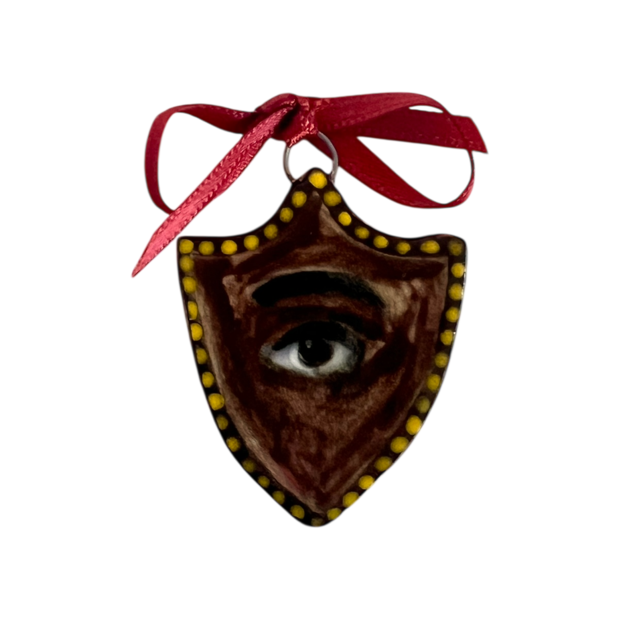 No. 107 Lover's Eye Charm with 10k Gold Chain - Beaded Gold Shield