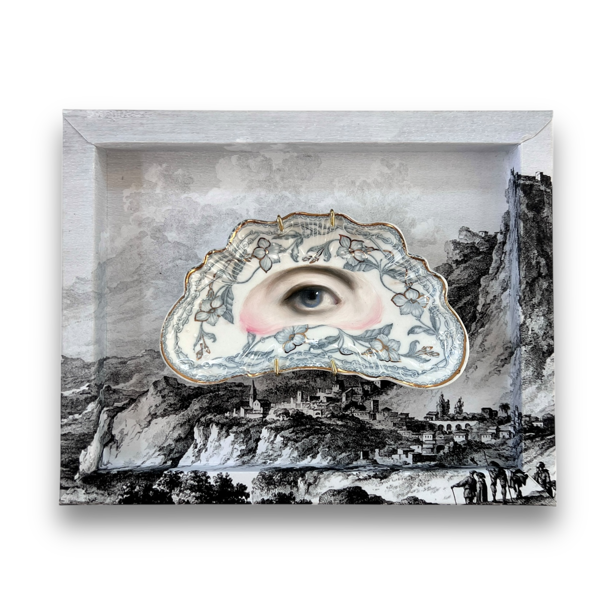 No. 2987 Lover's Eye Painting on an Art Nouveau Fan Plate